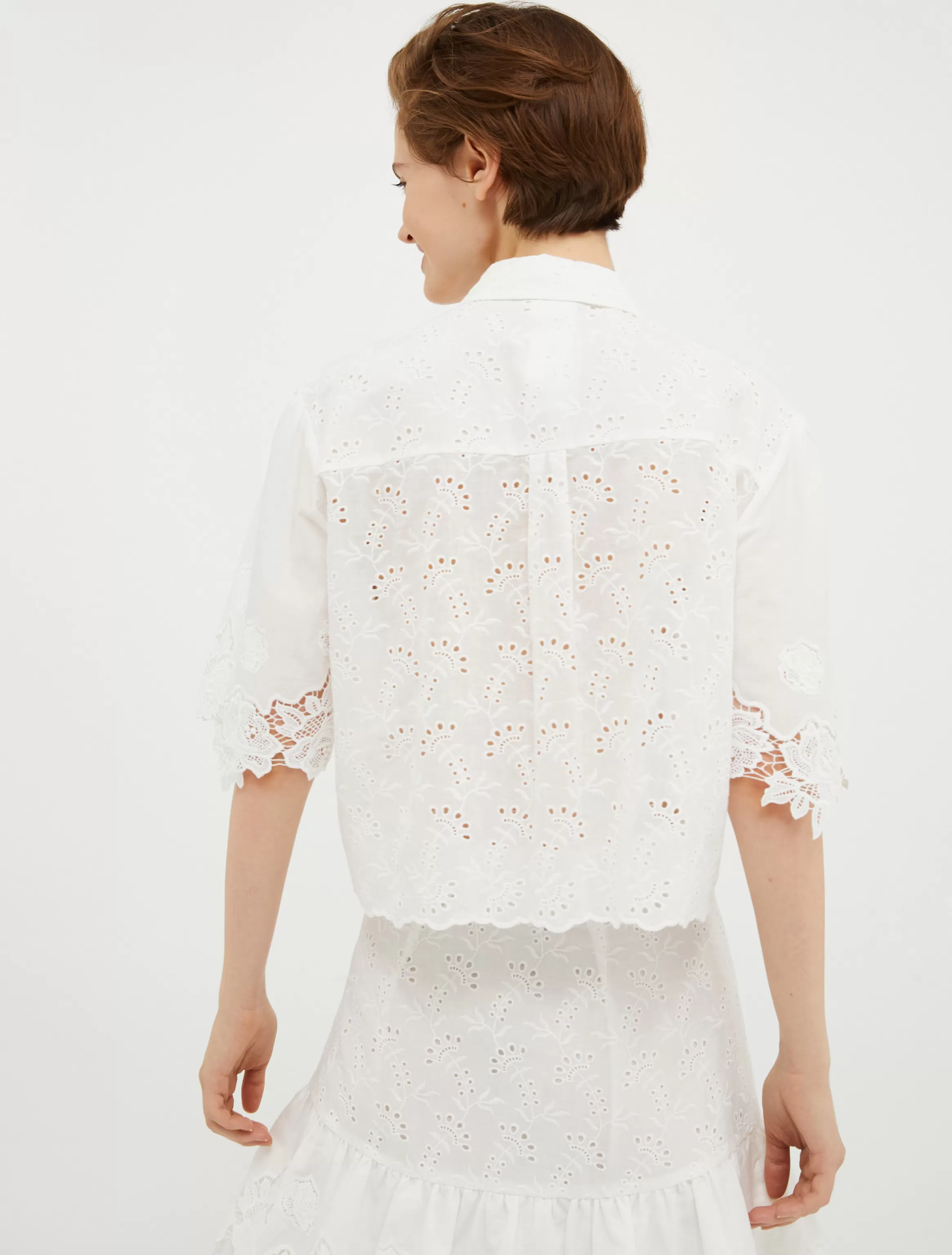 Broderie anglaise and lace shirt*Max&Co Store