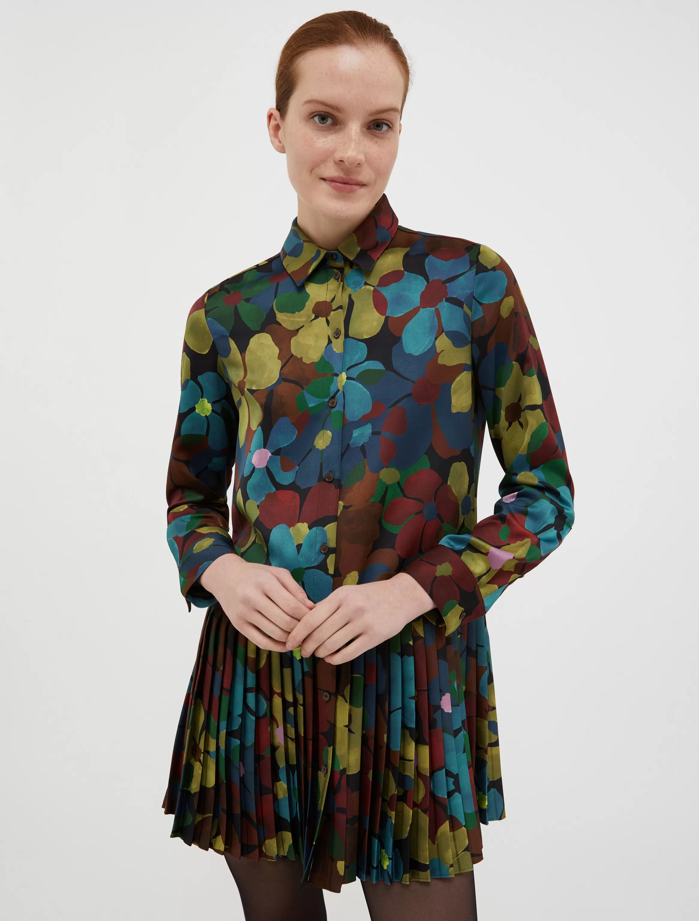 Camouflage-print satin shirt dress*Max&Co Shop