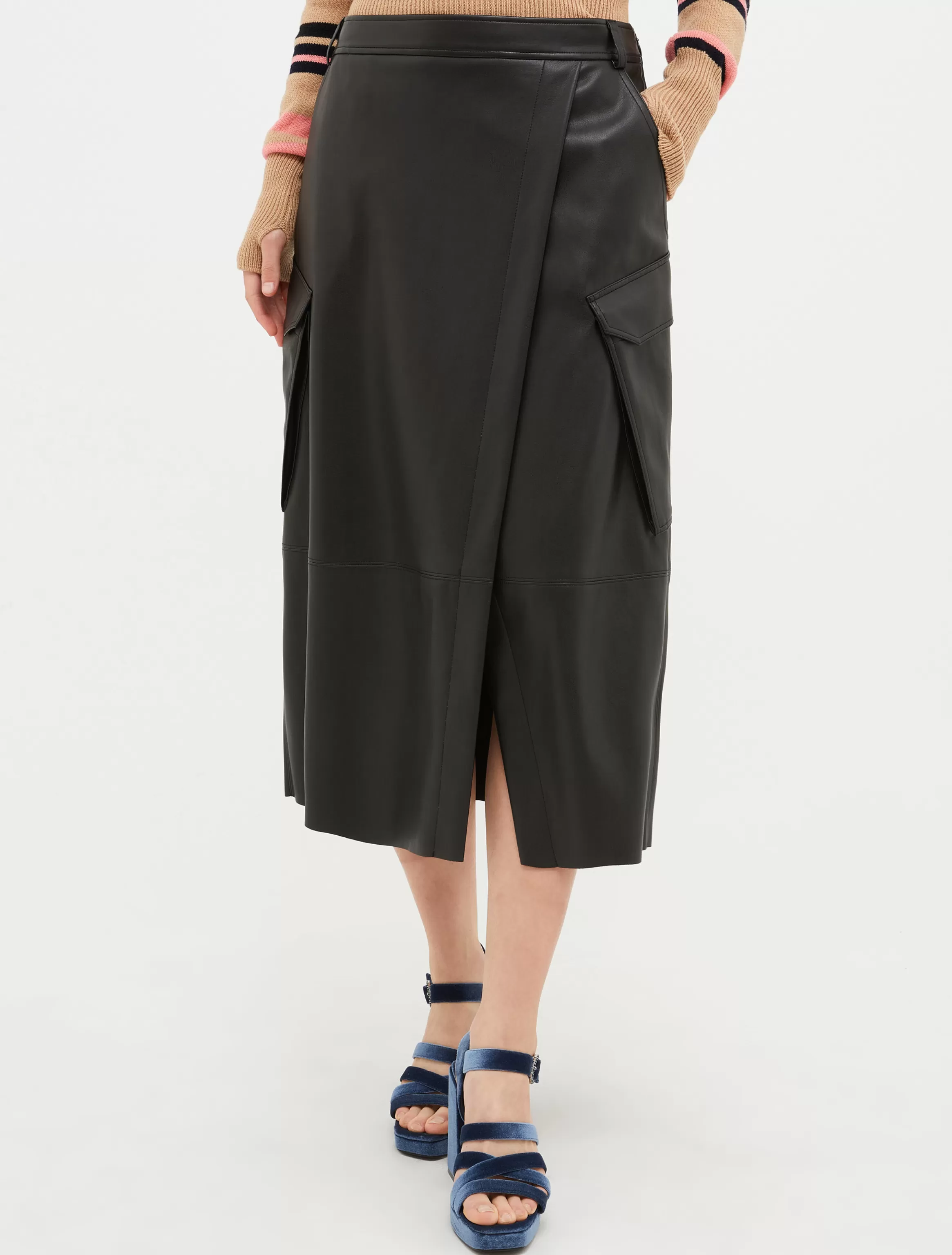 Coated-jersey cargo midi skirt*Max&Co New