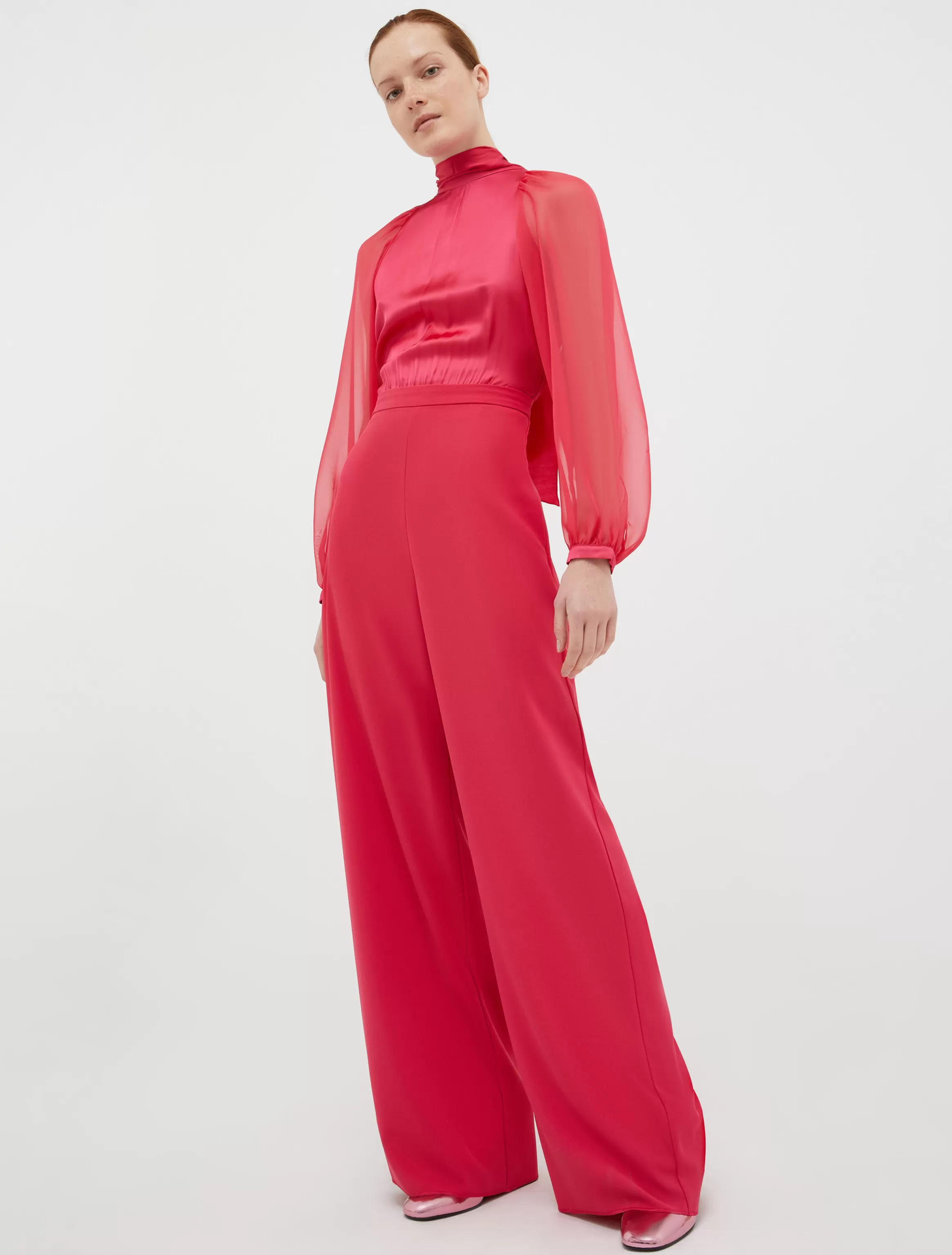 Crepe, satin and chiffon jumpsuit*Max&Co Best Sale