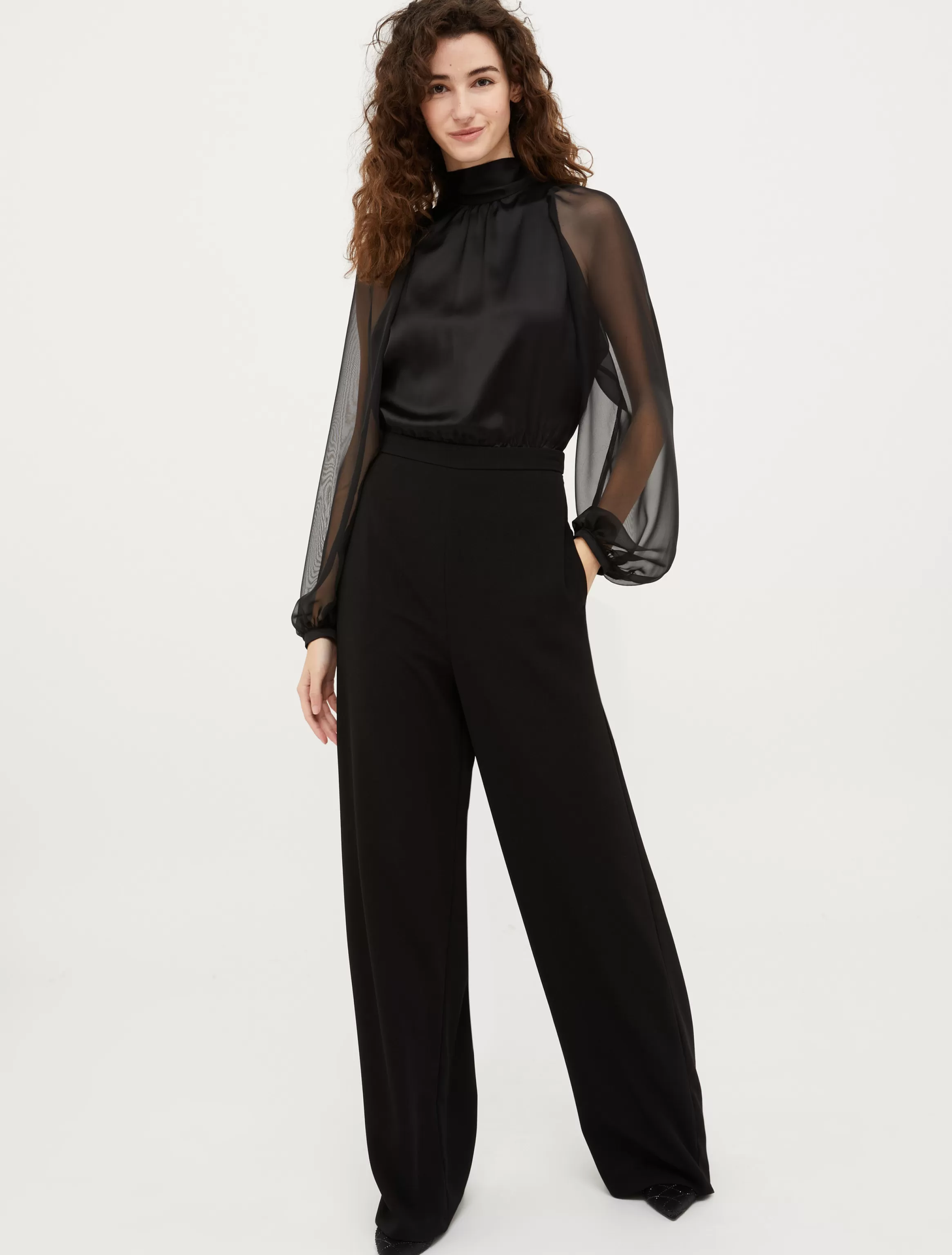 Crepe, satin and chiffon jumpsuit*Max&Co Hot