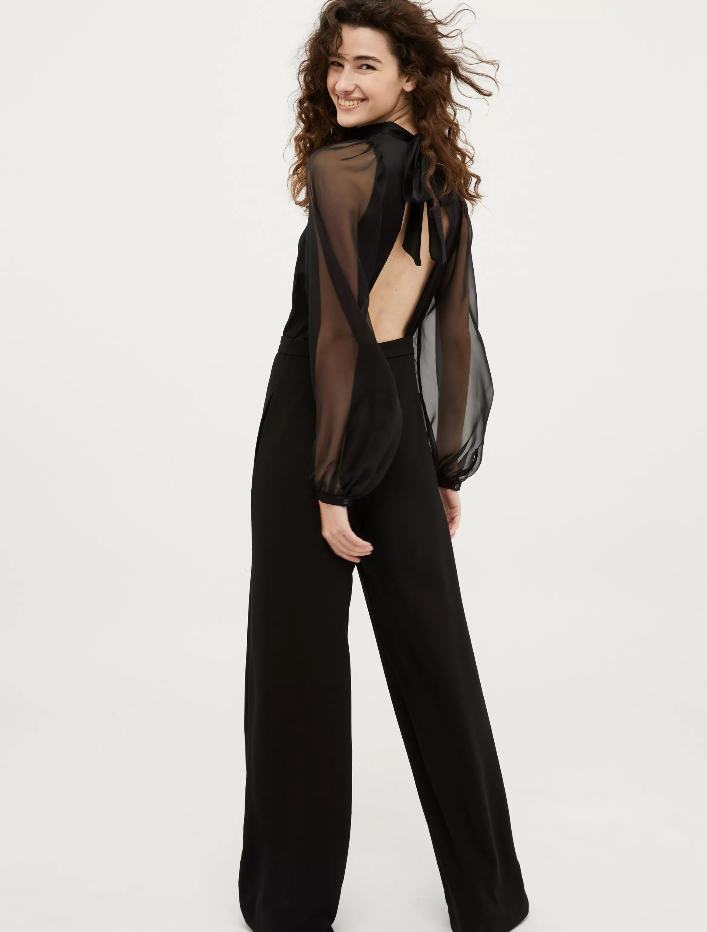 Crepe, satin and chiffon jumpsuit*Max&Co Hot