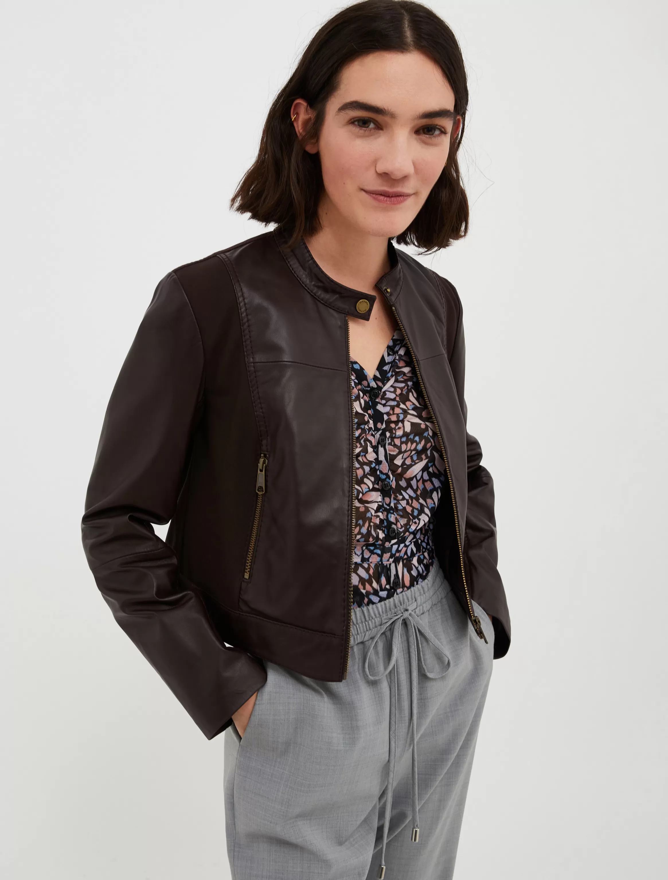 Cropped jersey and leather jacket*Max&Co Cheap