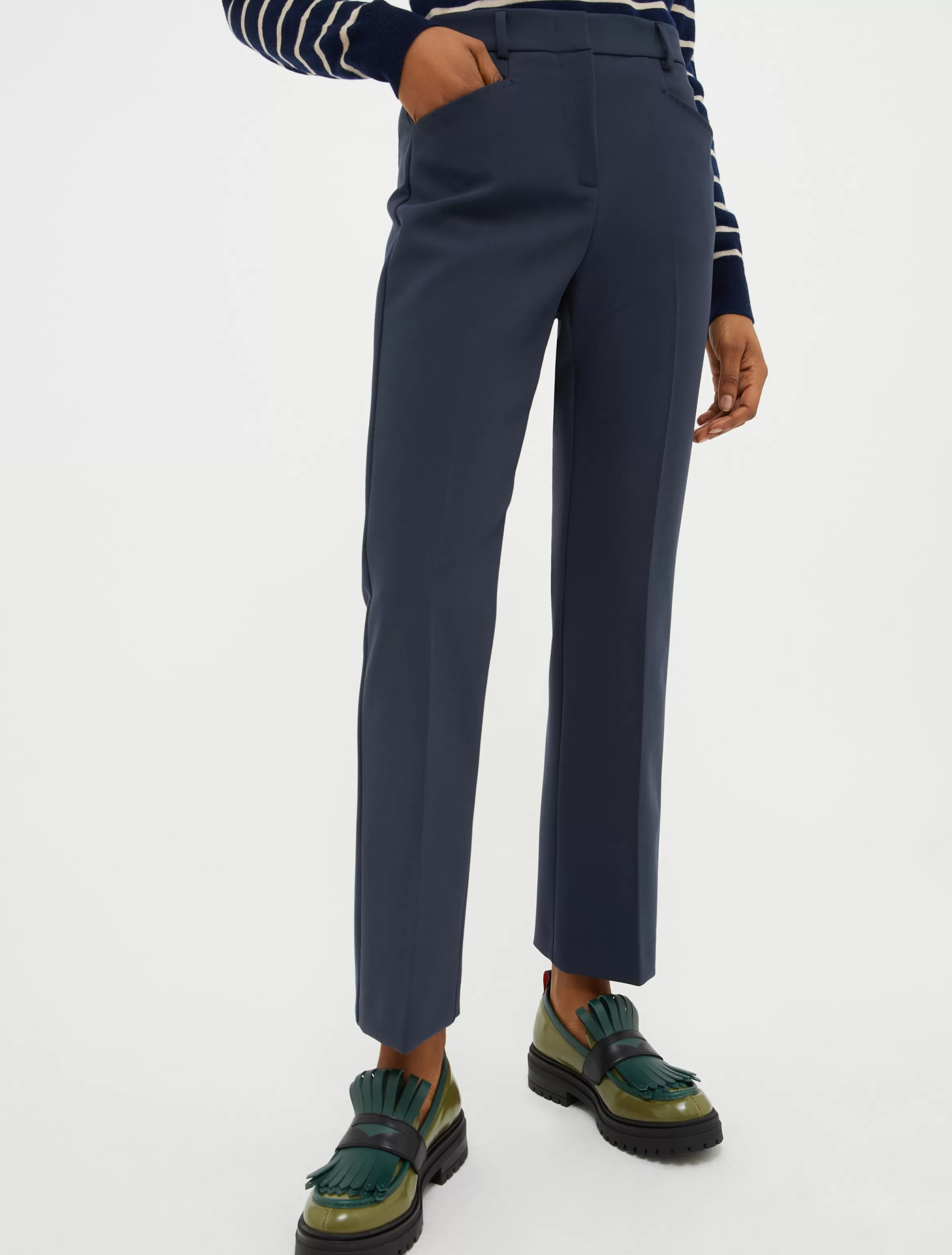 Cropped straight-leg trousers*Max&Co Clearance