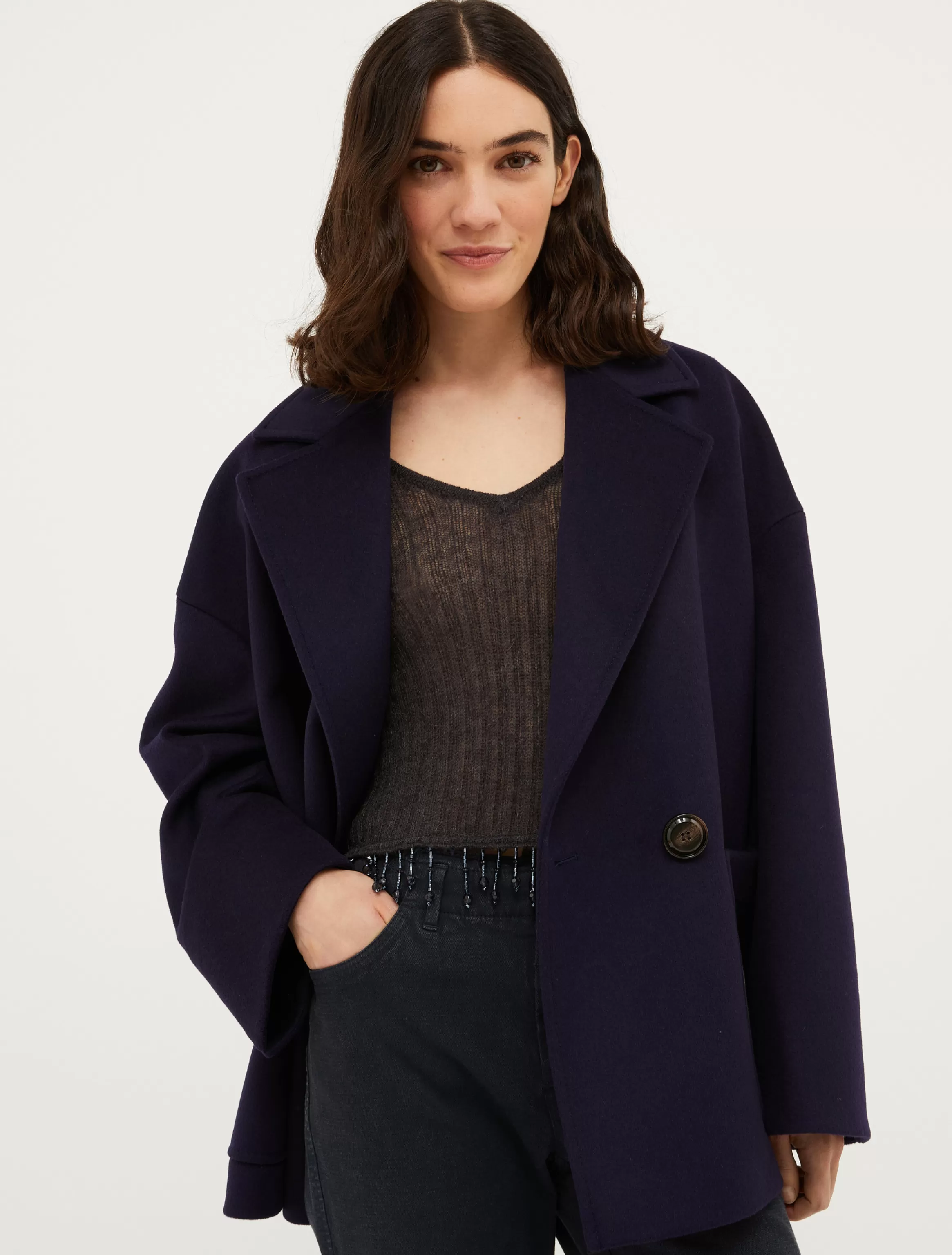 Cropped wool pea coat*Max&Co Clearance