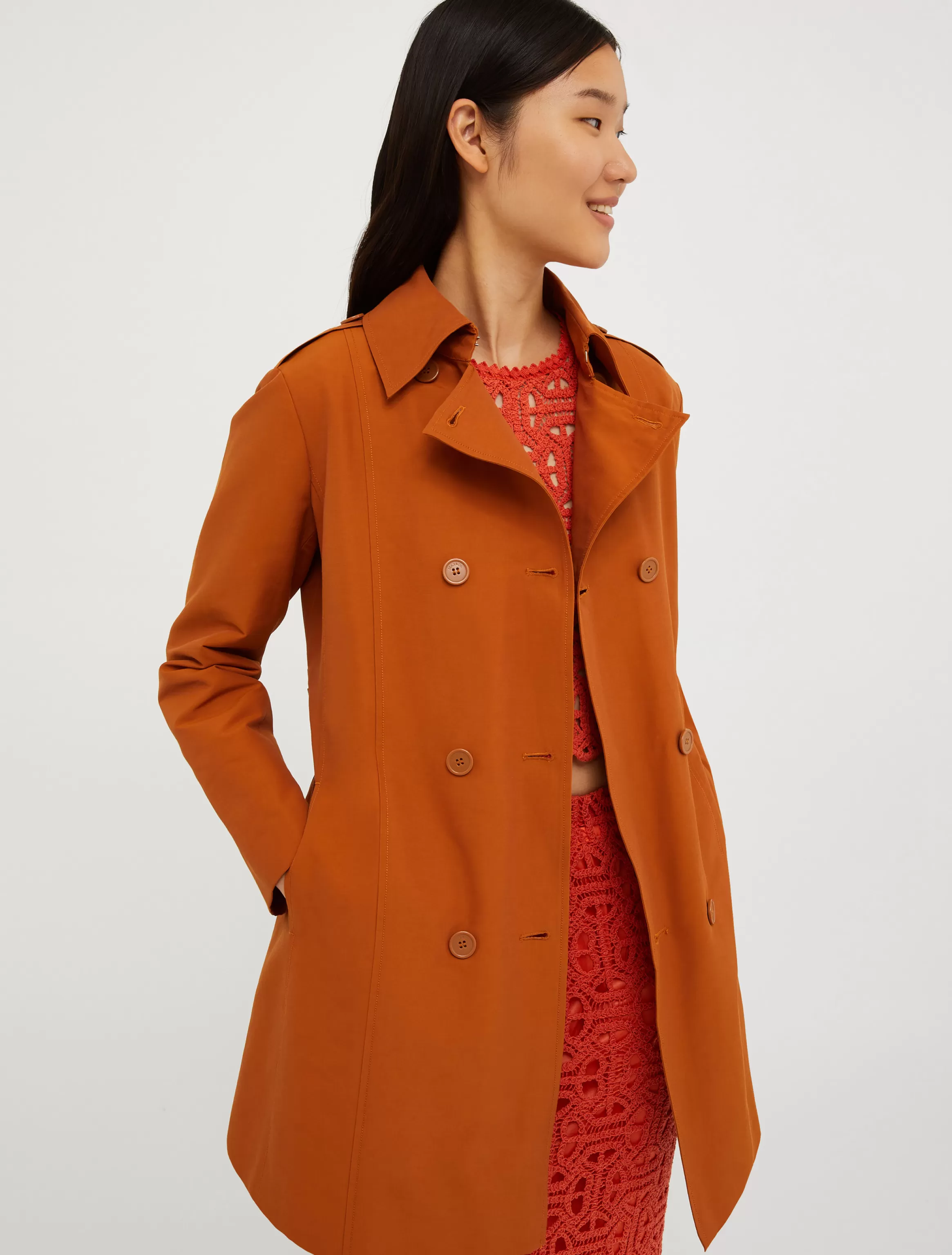 Double-breasted cropped trench coat*Max&Co Clearance