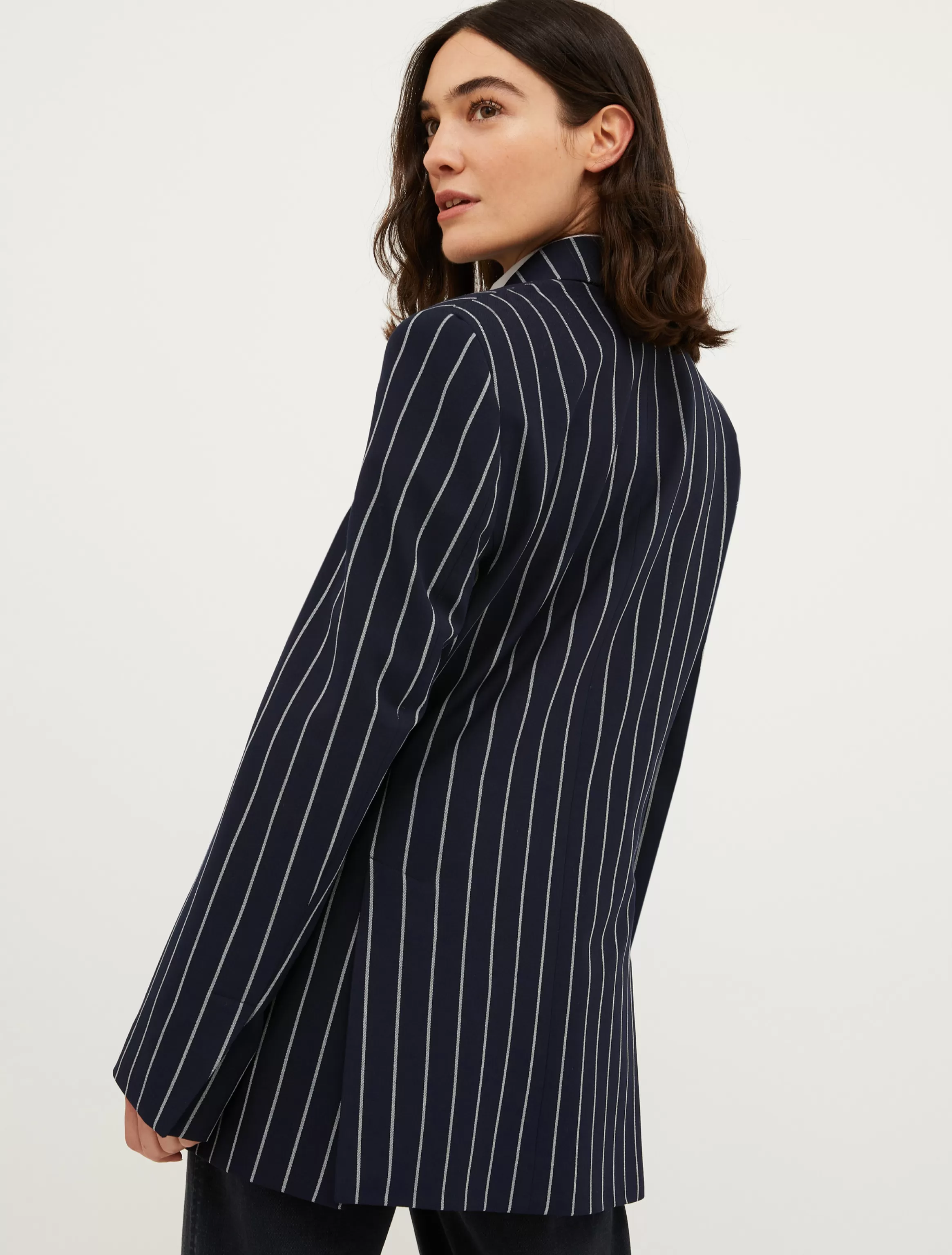 Double-breasted pinstriped blazer*Max&Co Clearance