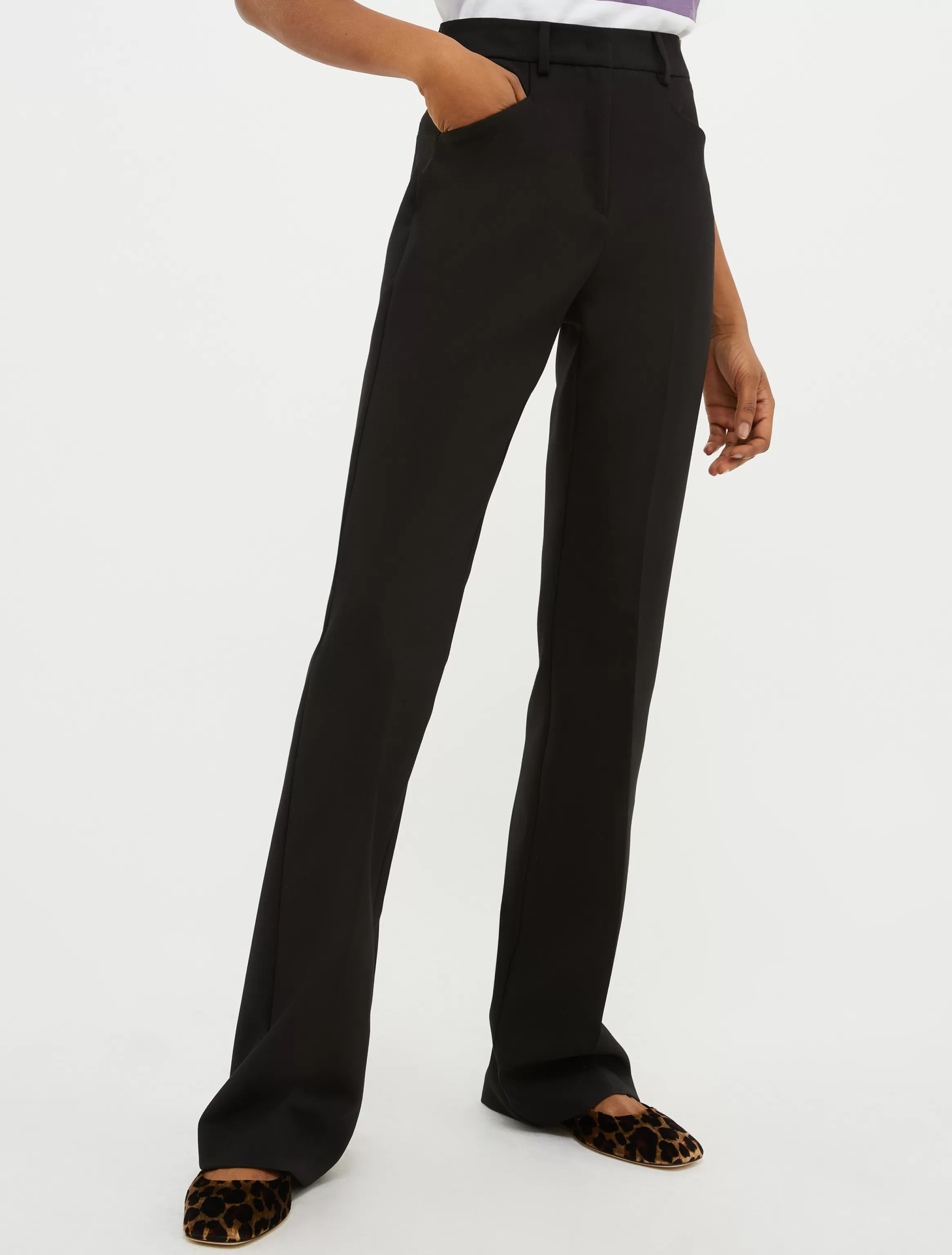 Double-cloth bootcut trousers*Max&Co Clearance