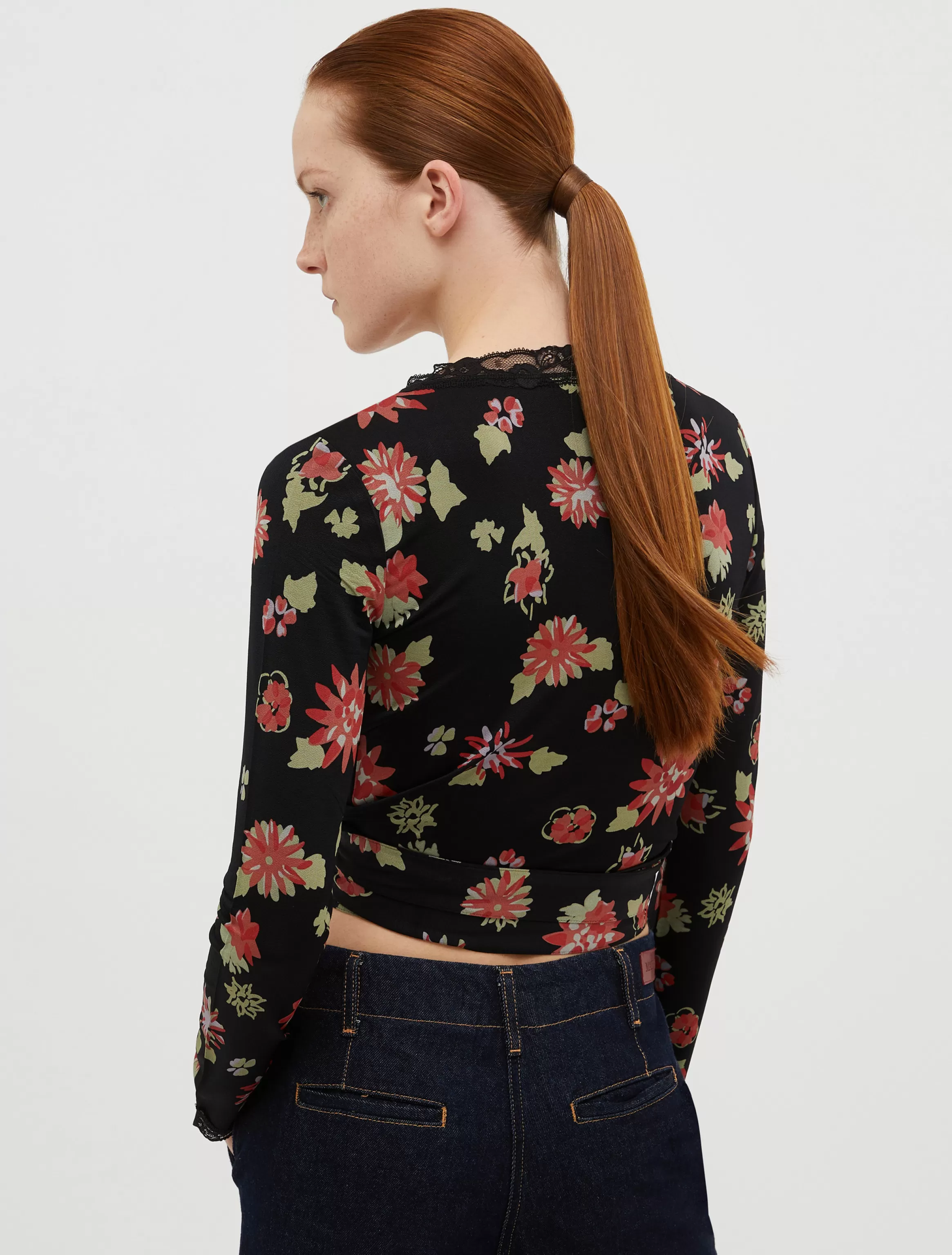 Floral print jersey top with lace edges*Max&Co Sale