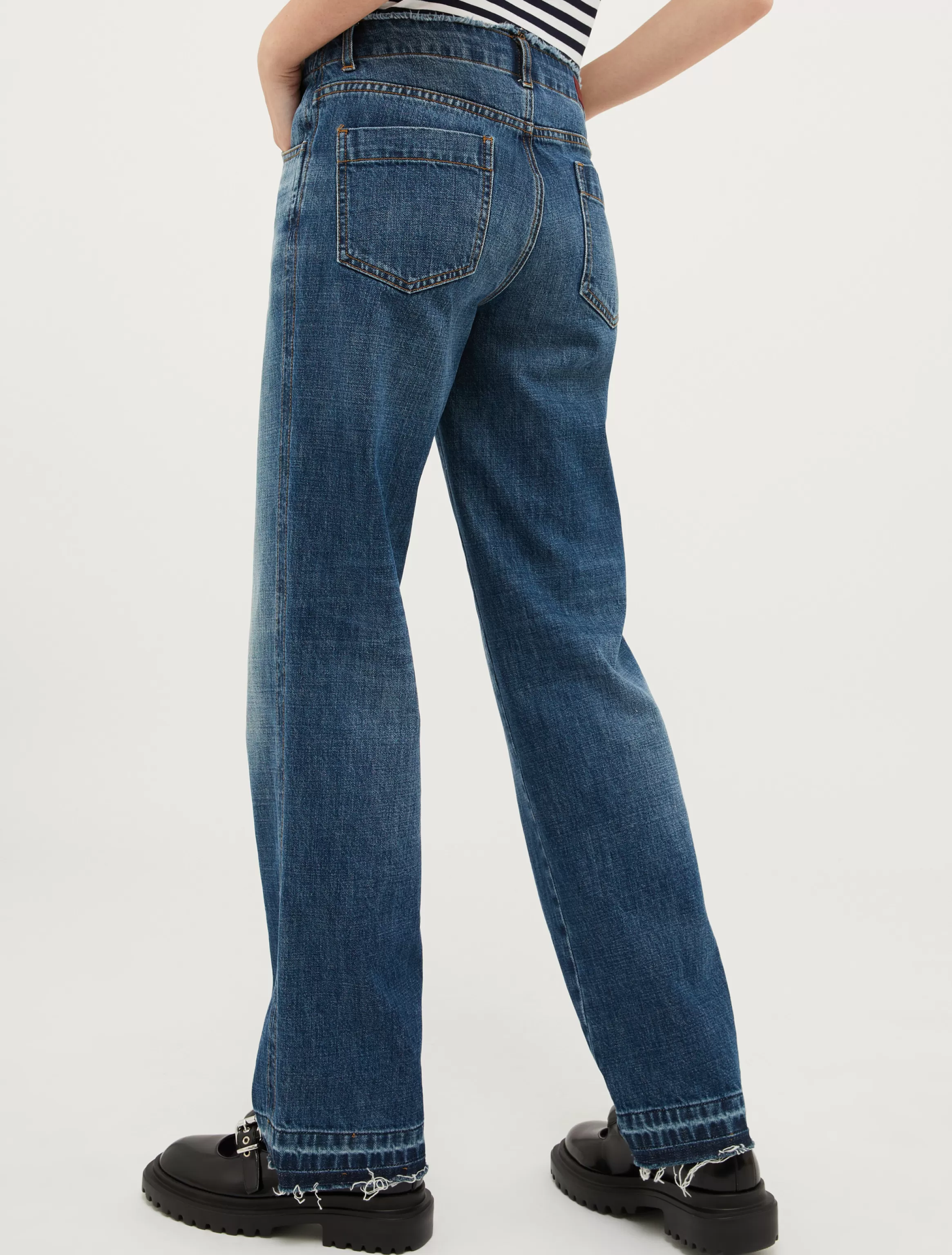 Frayed straight-cut faded jeans*Max&Co Discount