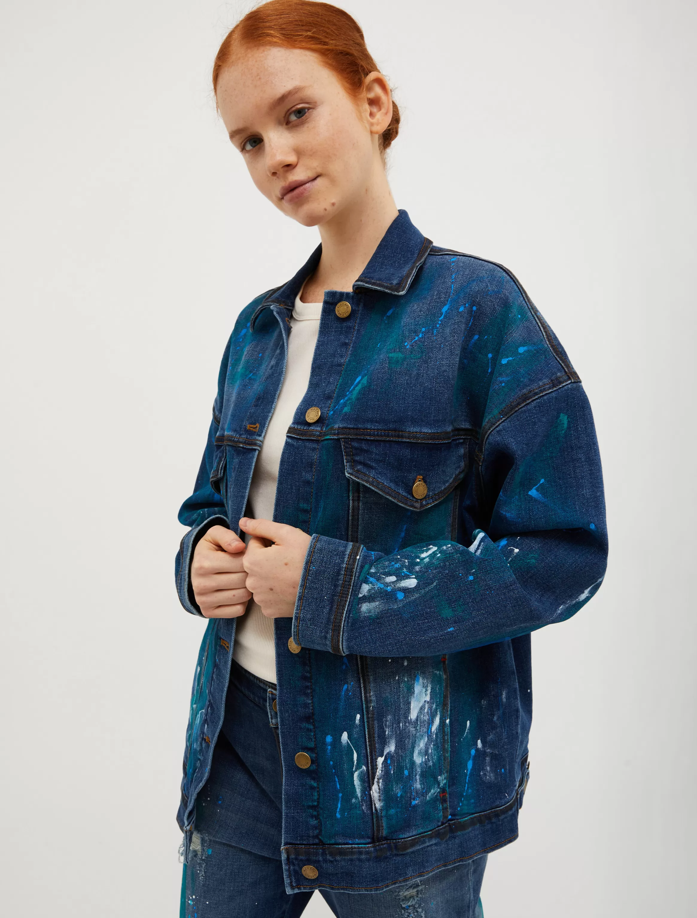 Hand-painted denim jacket*Max&Co Hot