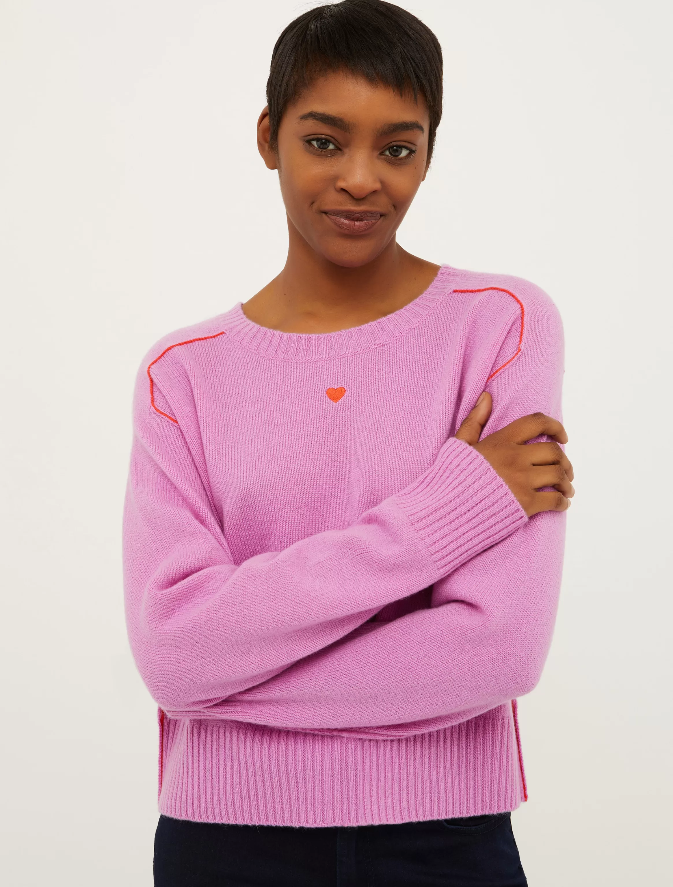 Heart-embroidered cashmere jumper*Max&Co Hot