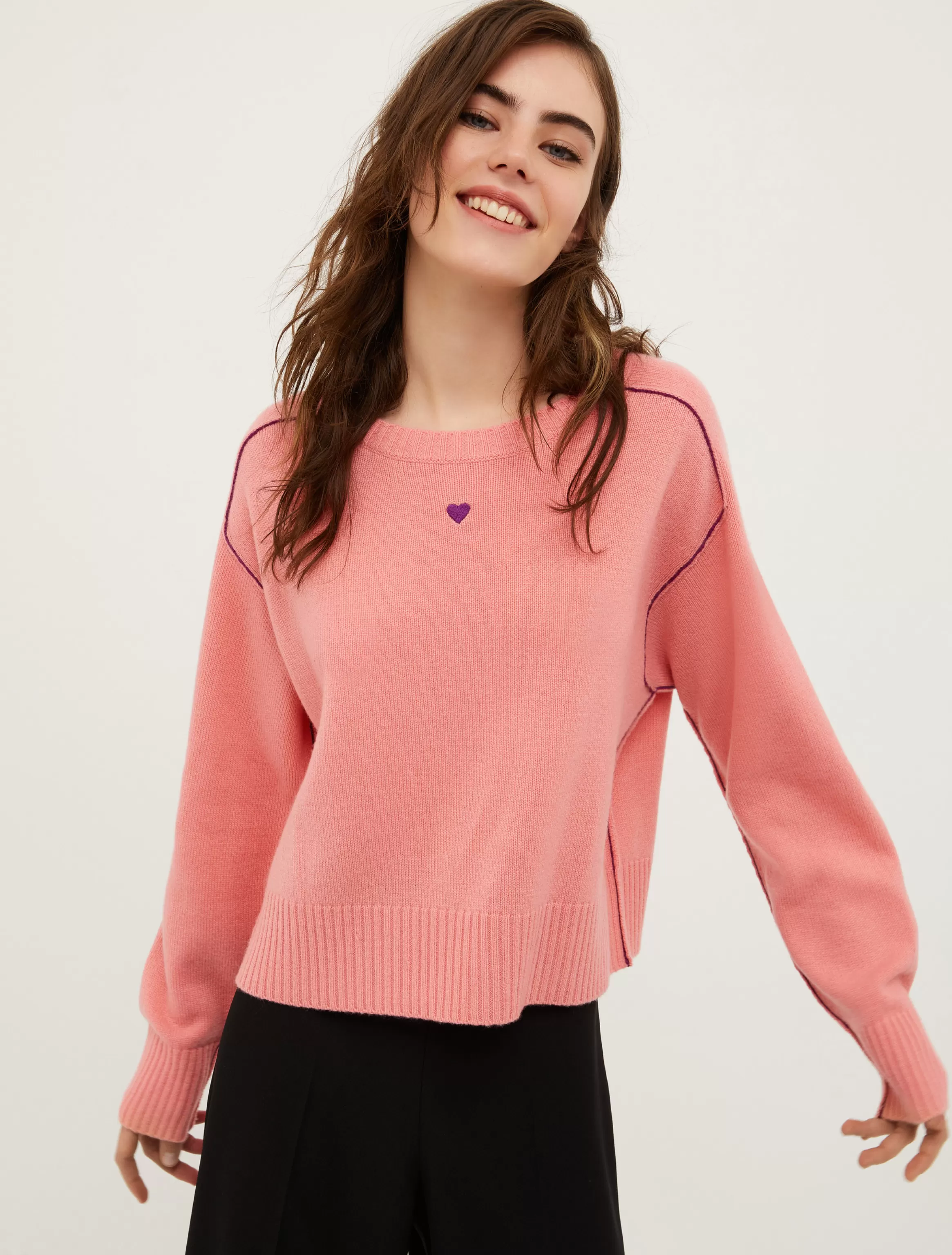 Heart-embroidered cashmere jumper*Max&Co Shop