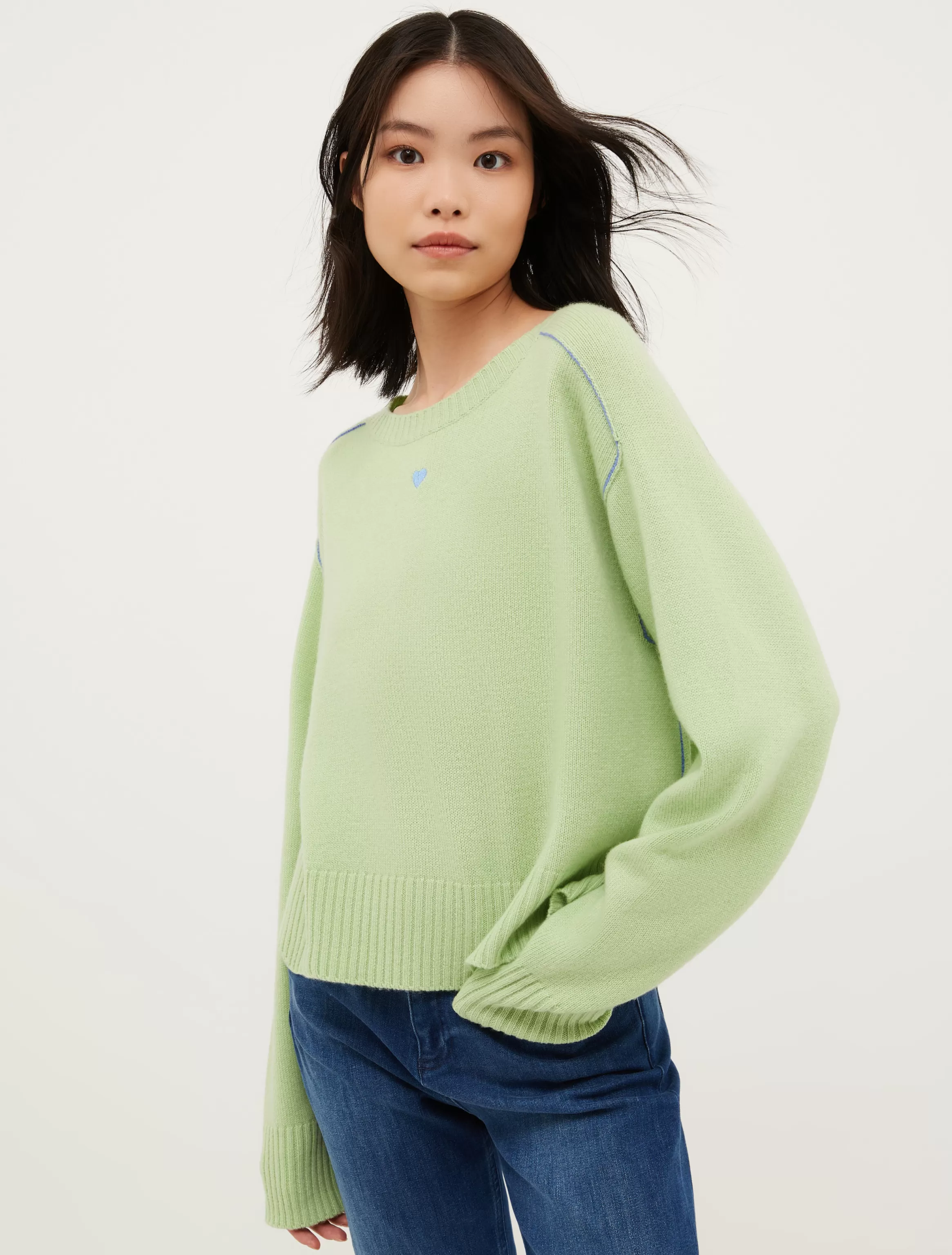 Heart-embroidered cashmere jumper*Max&Co Clearance