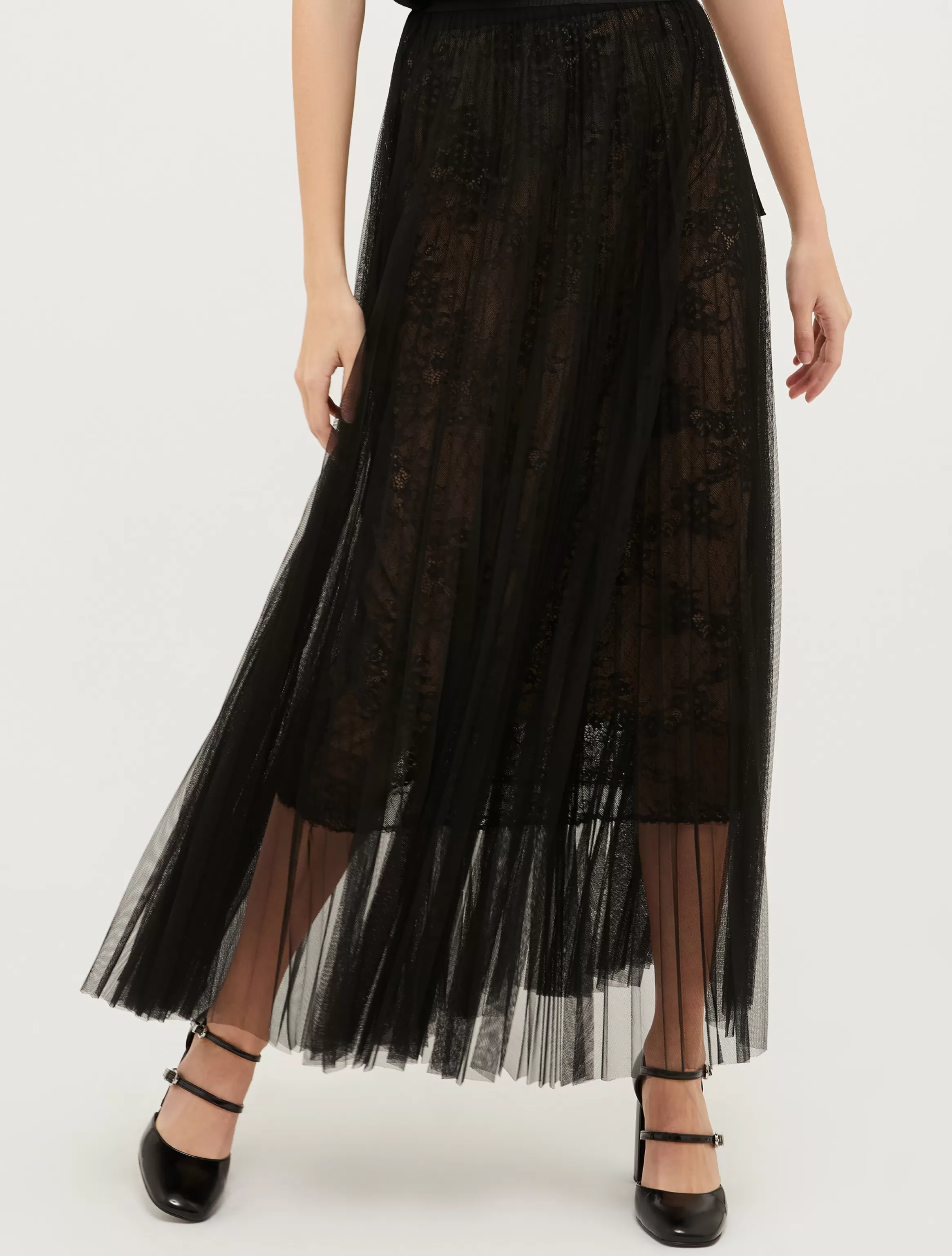 Lace and jersey-tulle maxi skirt*Max&Co Shop