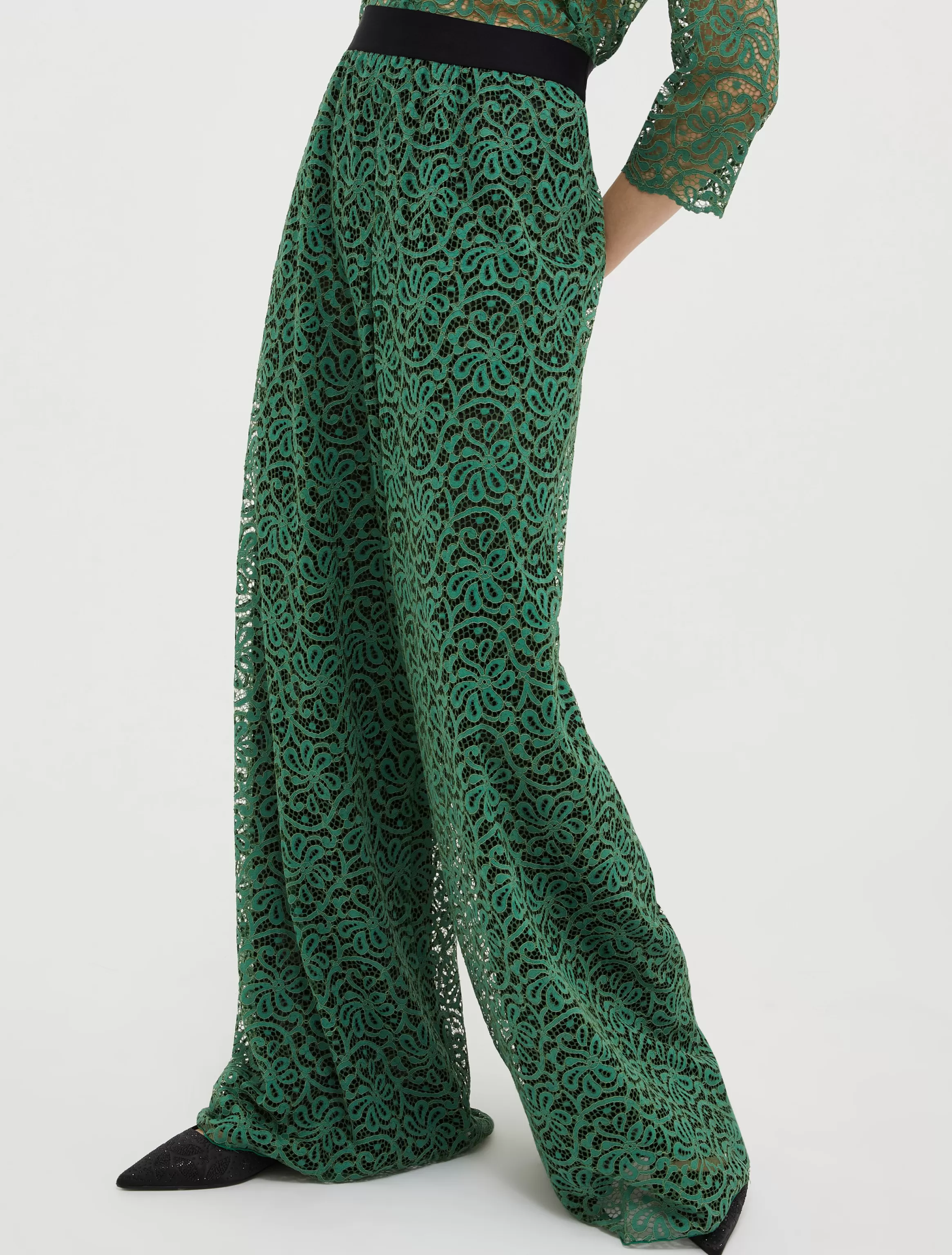 Lace-jersey palazzo trousers*Max&Co Cheap