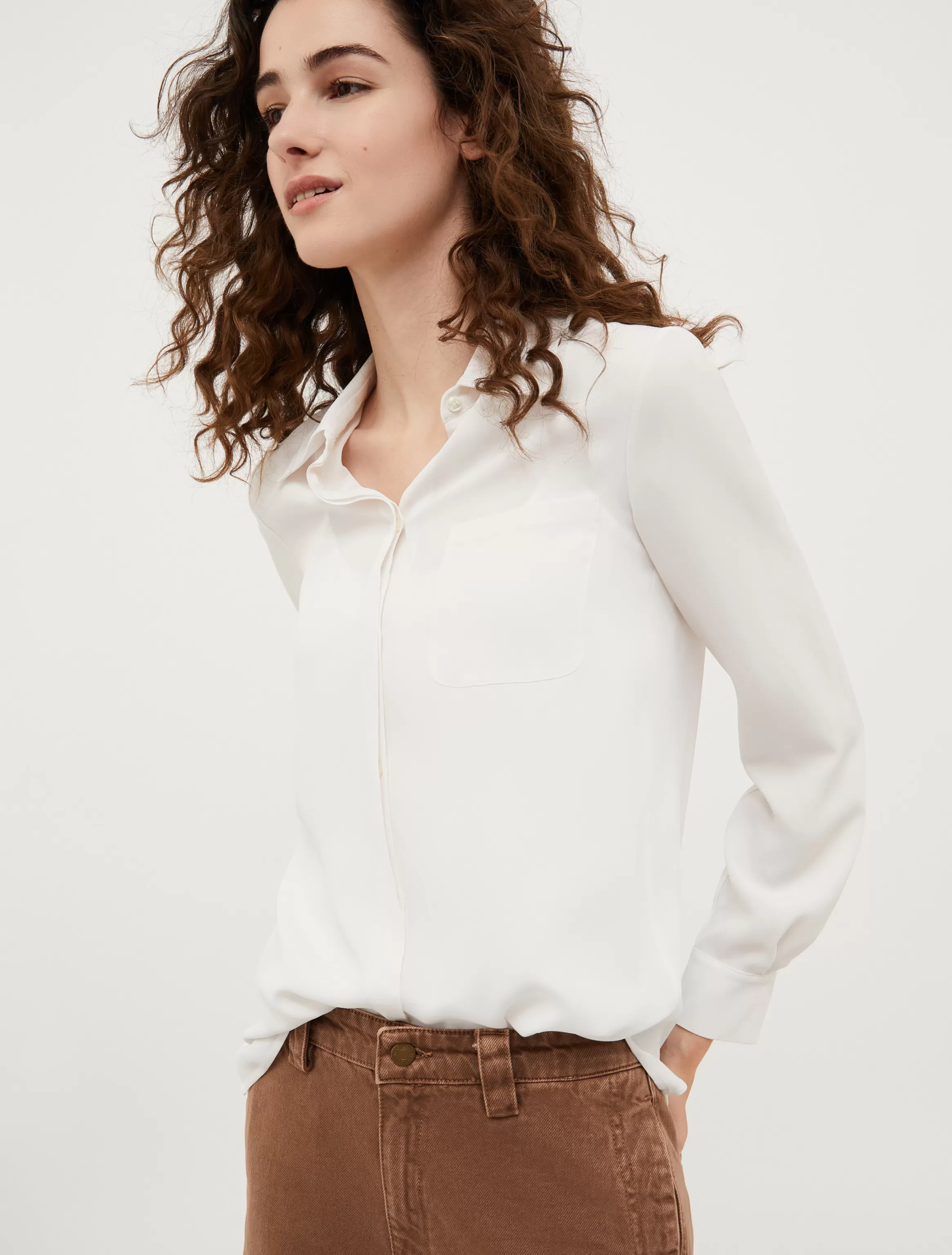 Long-sleeved crêpe-de-Chine shirt*Max&Co Store