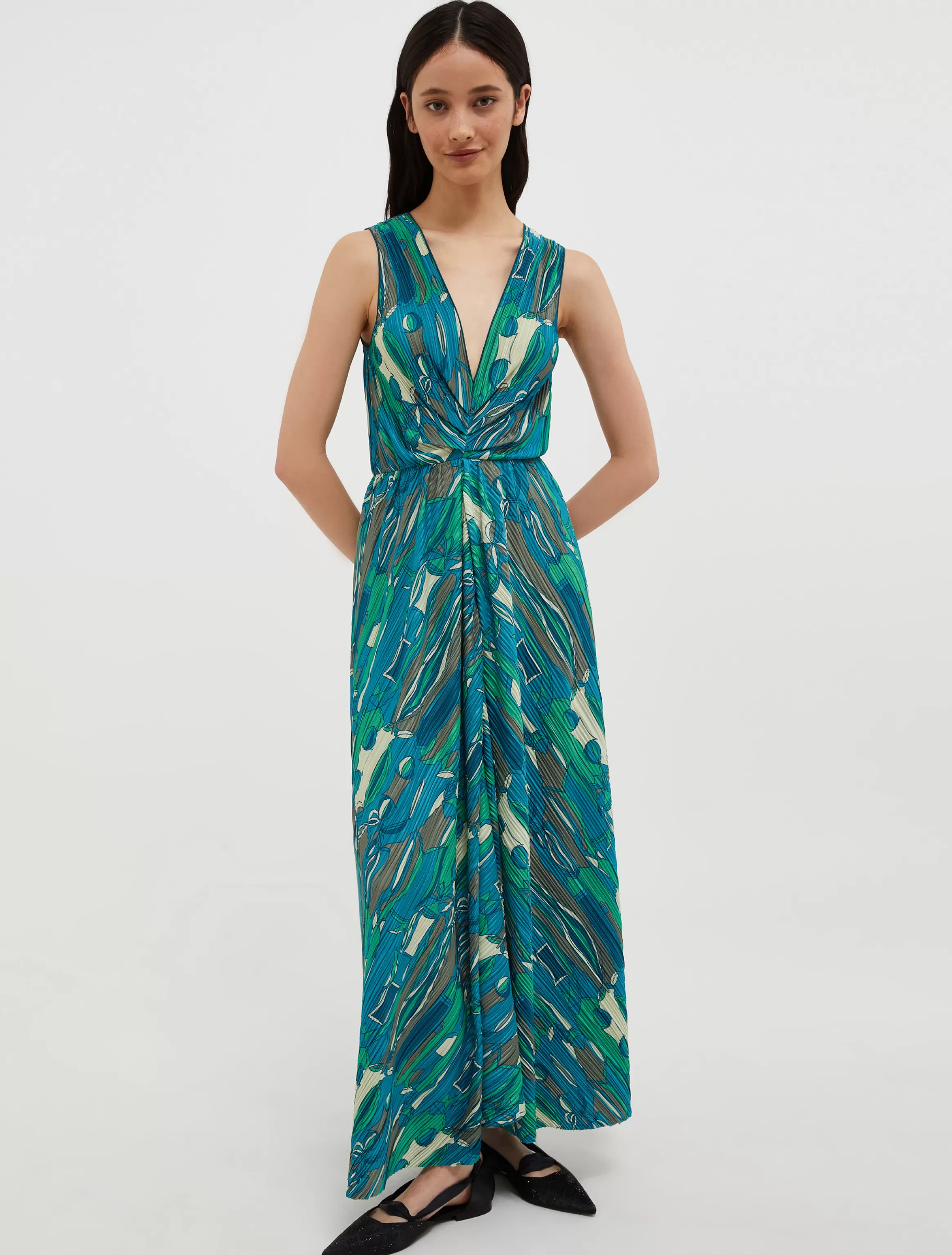 Micro-pleated jersey maxi dress*Max&Co Hot