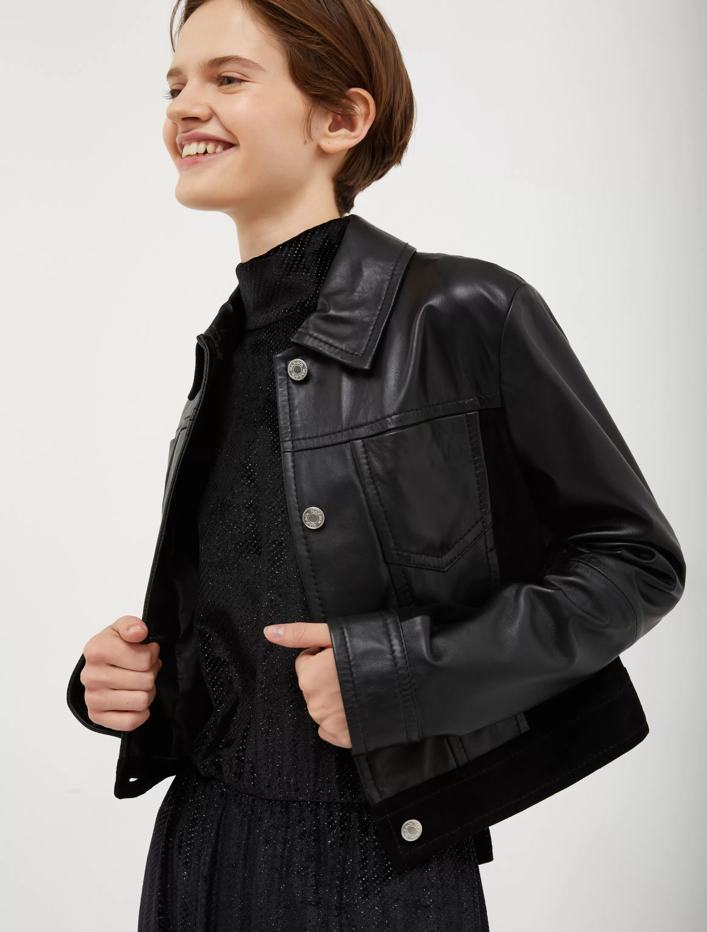 Nappa-leather and suede jacket*Max&Co Sale