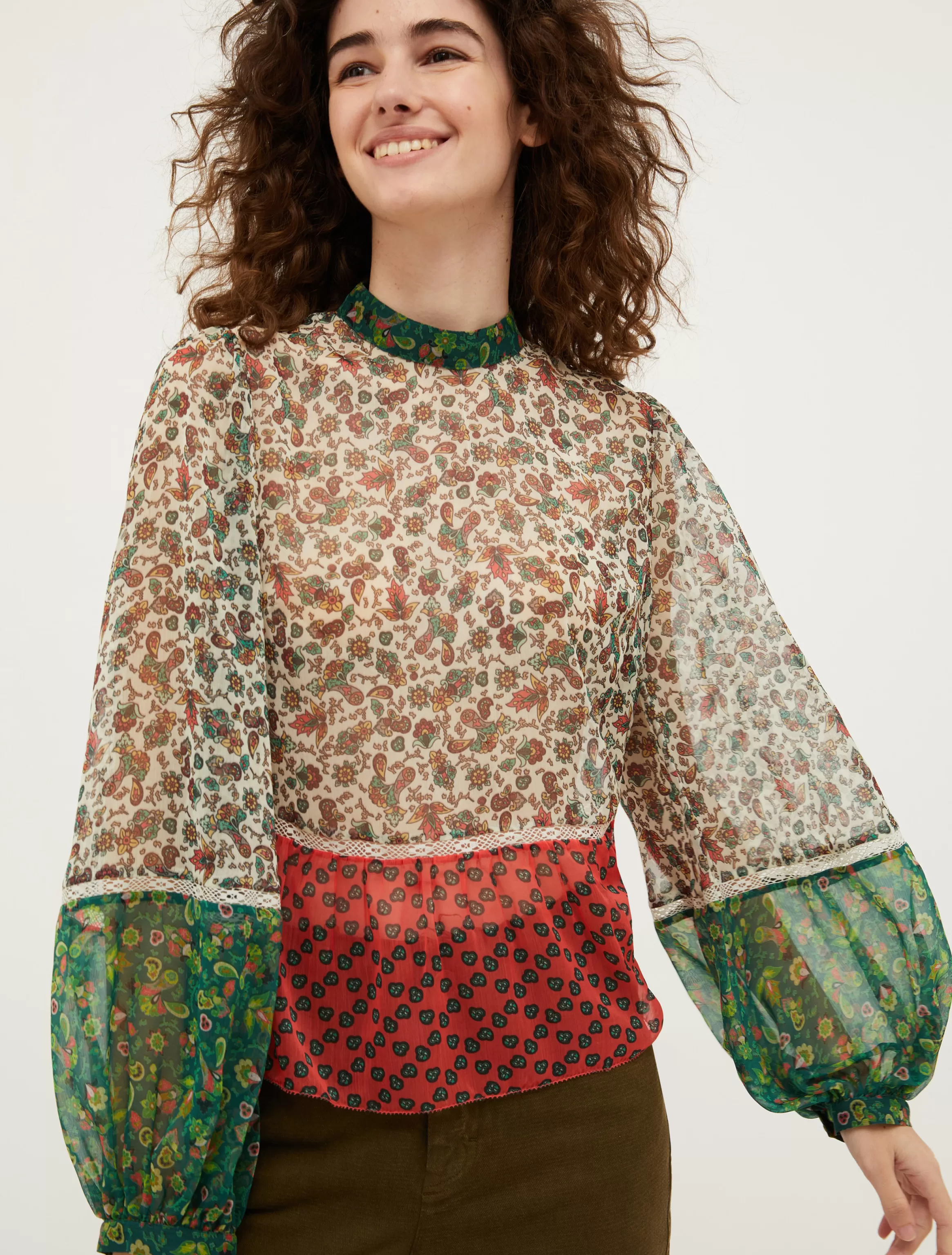 Patchwork crepon blouse*Max&Co Shop