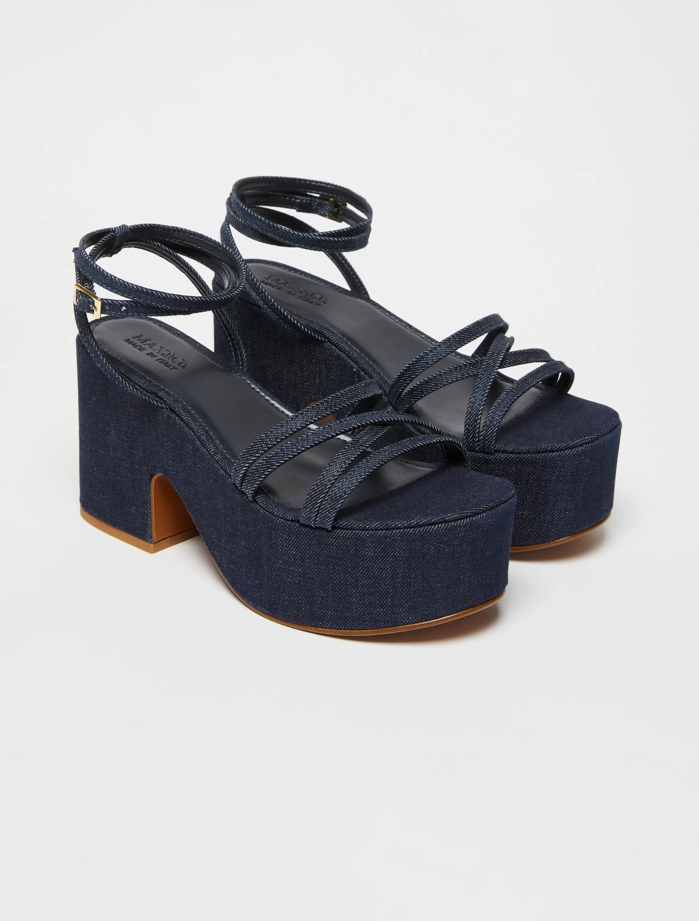 Platform denim wedge sandals*Max&Co Cheap