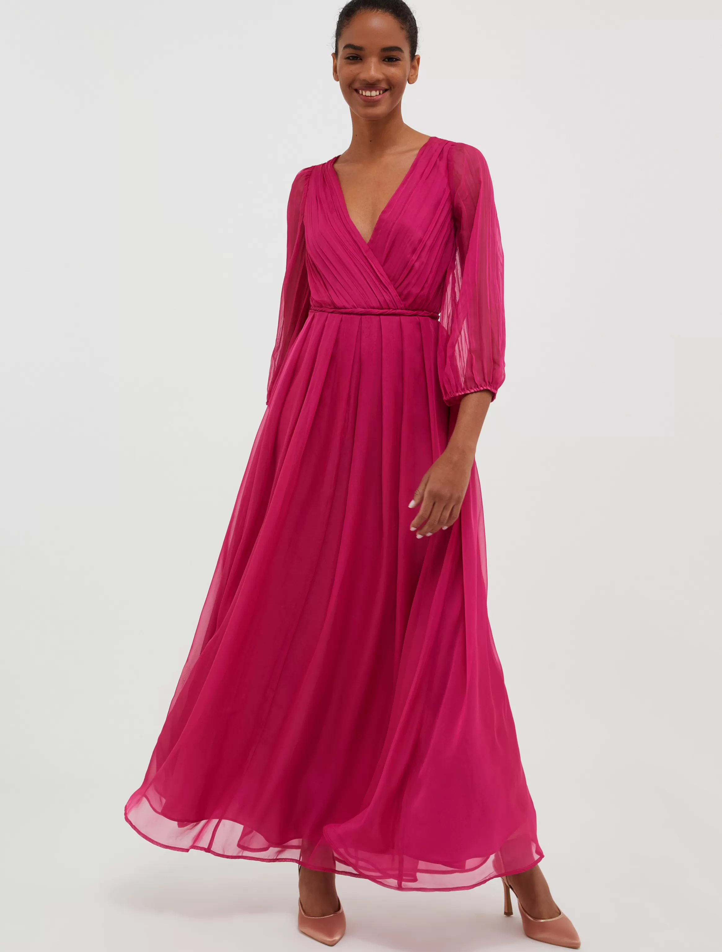 Pleated chiffon maxi dress*Max&Co Cheap