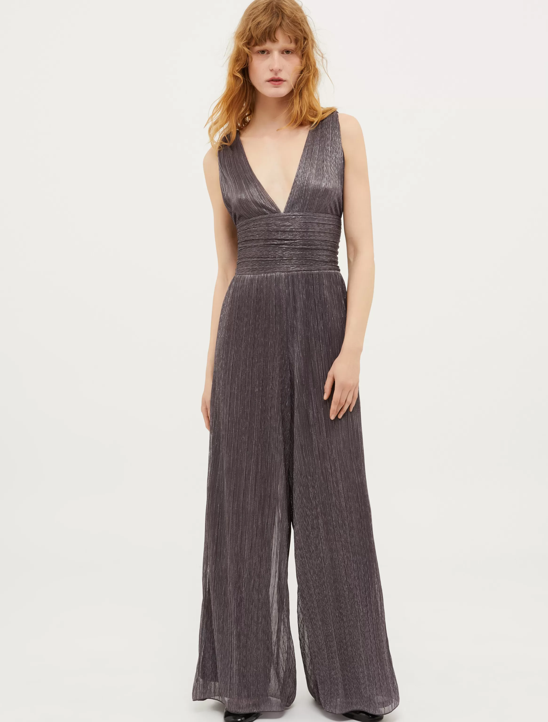 Pleated metallic jersey-tulle jumpsuit*Max&Co Fashion