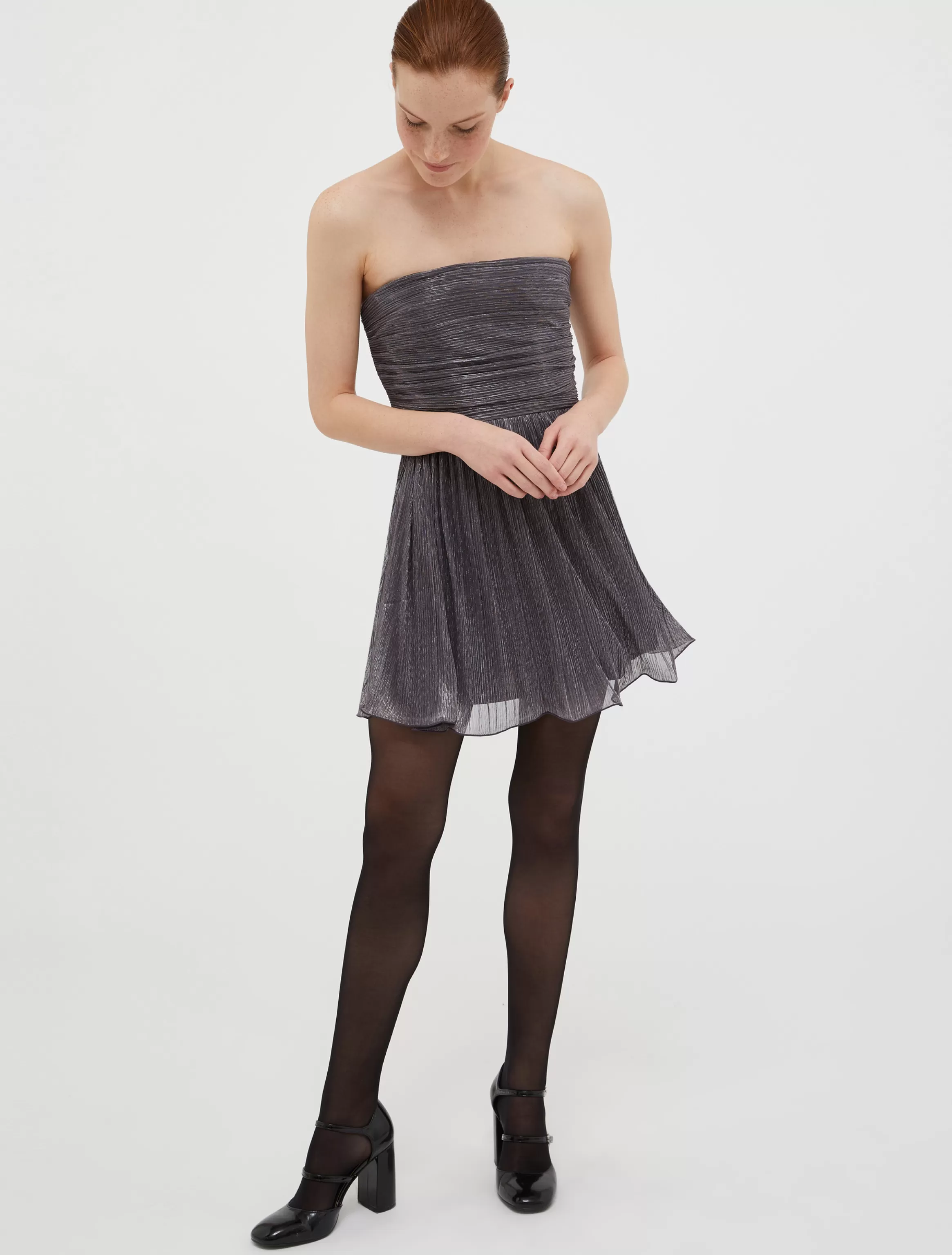 Pleated metallic tulle mini dress*Max&Co Shop