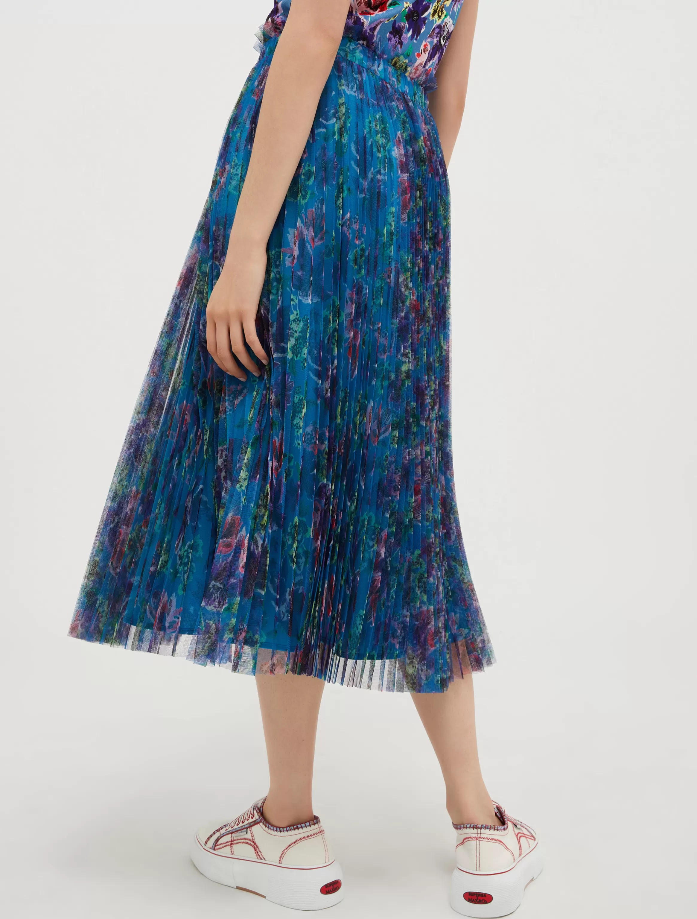 Pleated tulle-jersey midi skirt*Max&Co Store