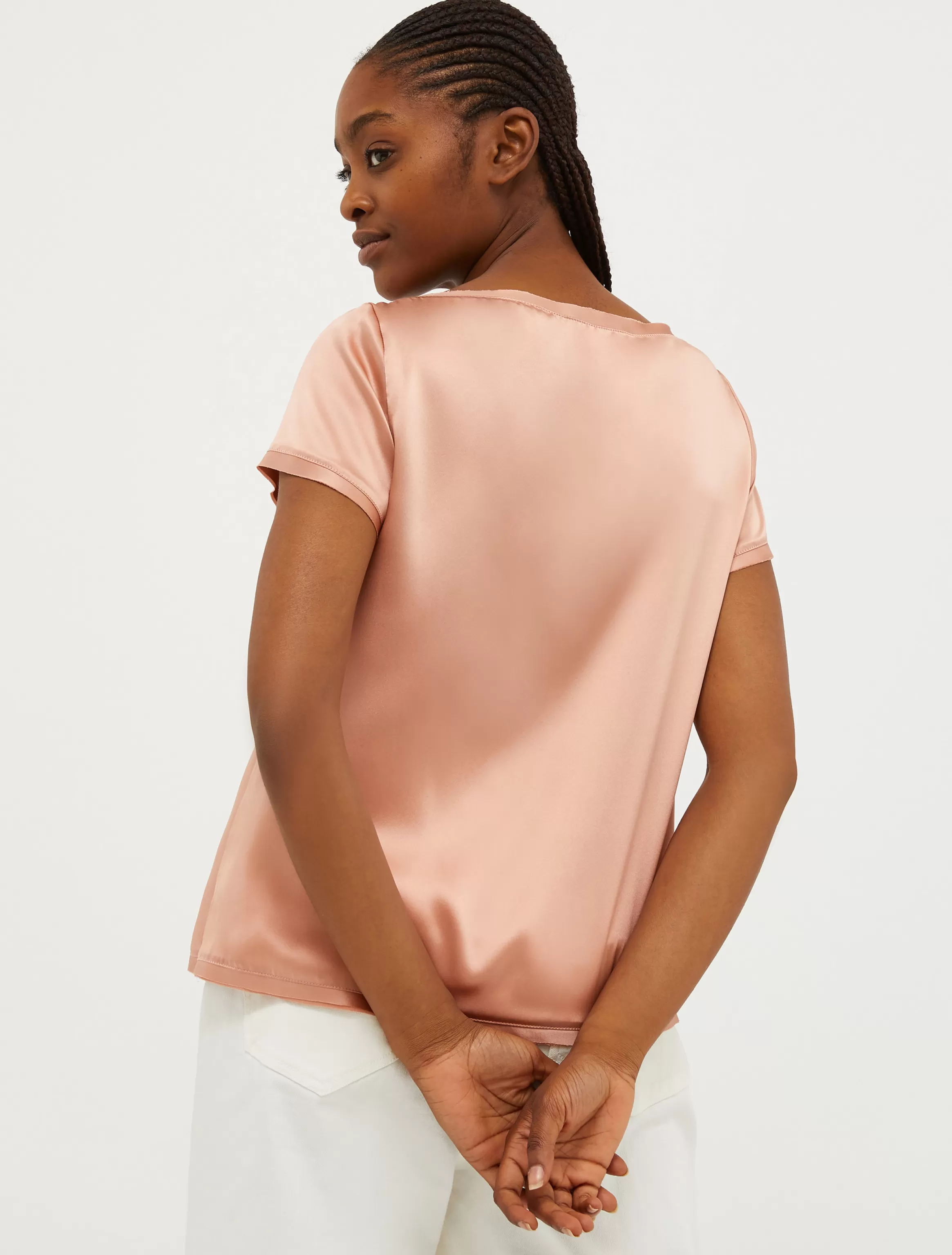 Raw-edged silk-satin T-shirt*Max&Co Fashion