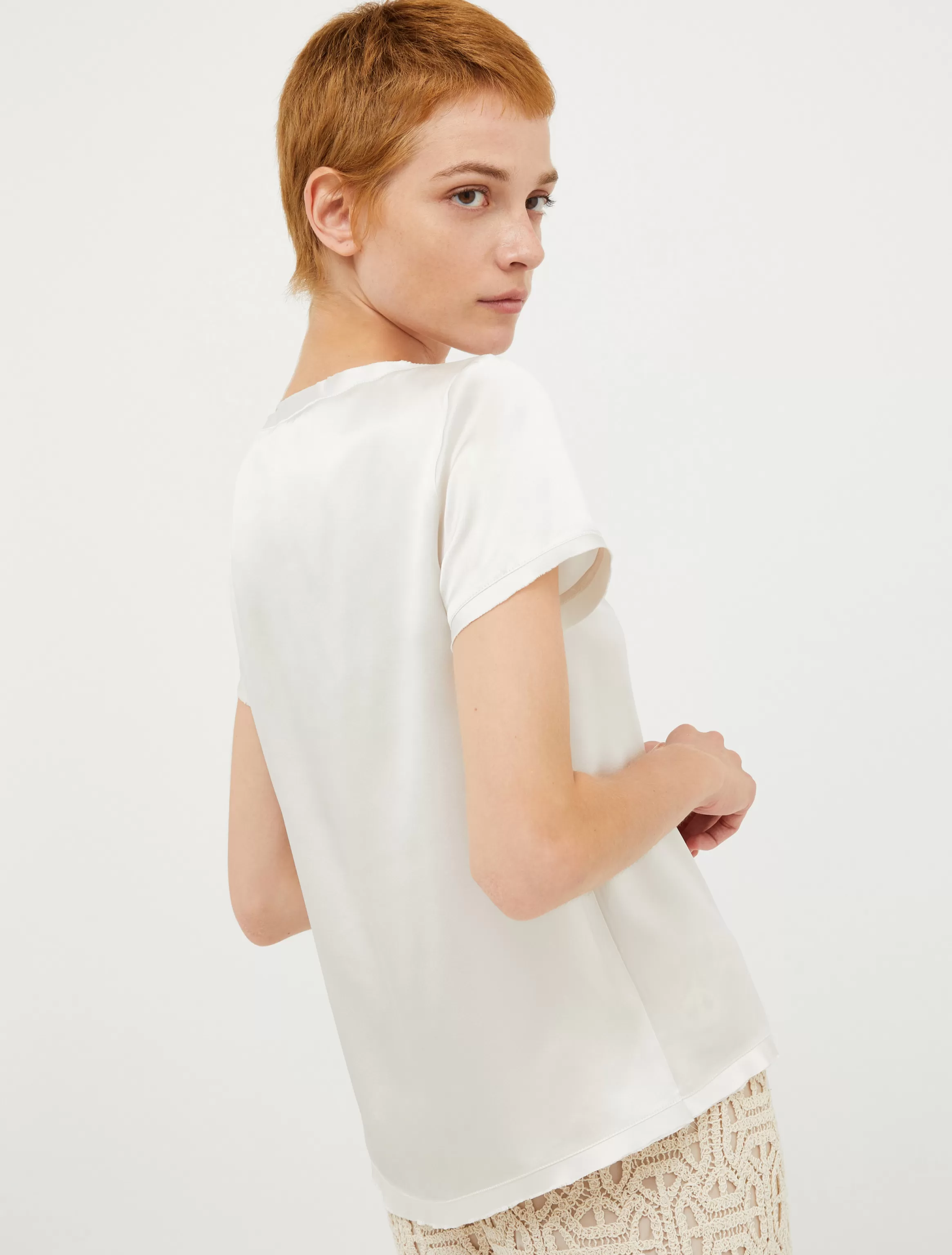 Raw-edged silk-satin T-shirt*Max&Co Outlet