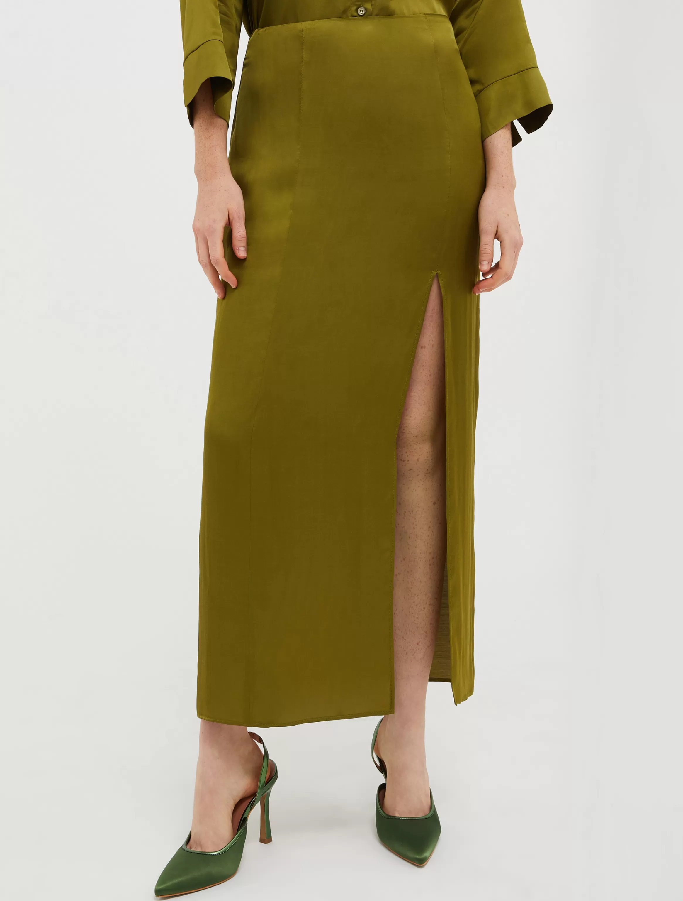 Side-slit satin skirt*Max&Co Sale