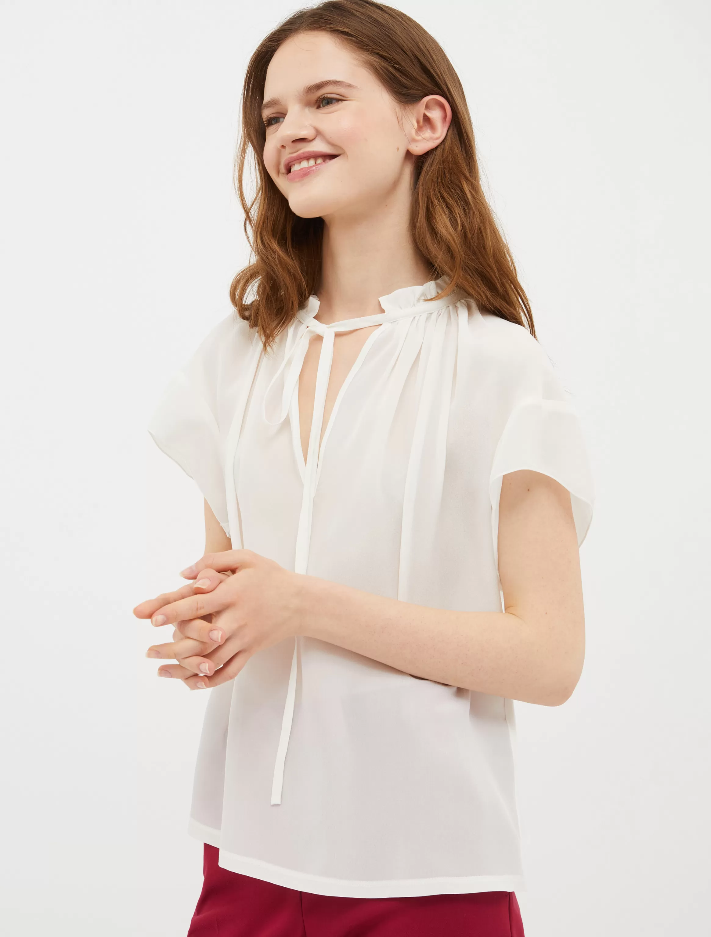 Silk crêpe de Chine and jersey blouse*Max&Co Cheap