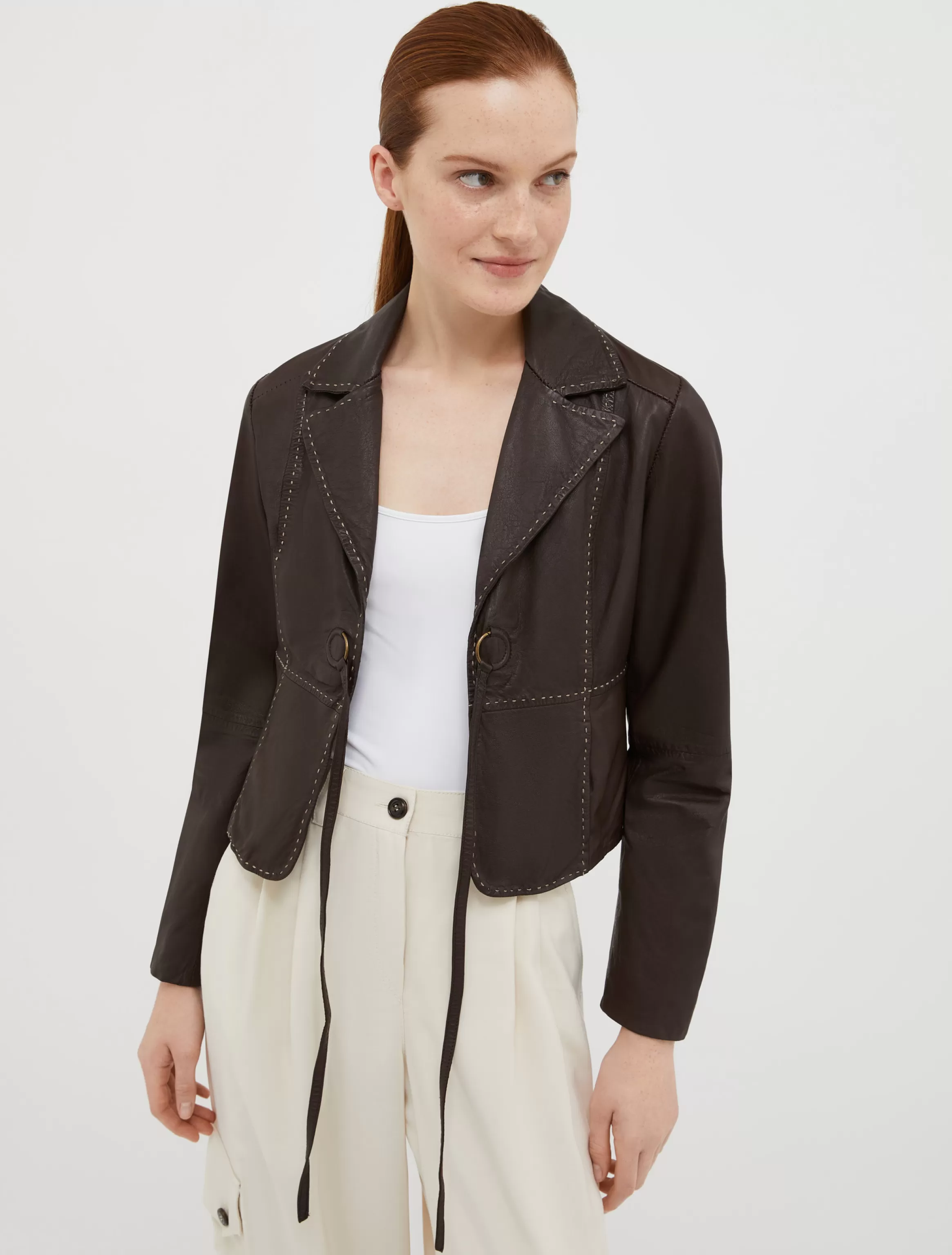 Slim-fit nappa-leather jacket*Max&Co Clearance