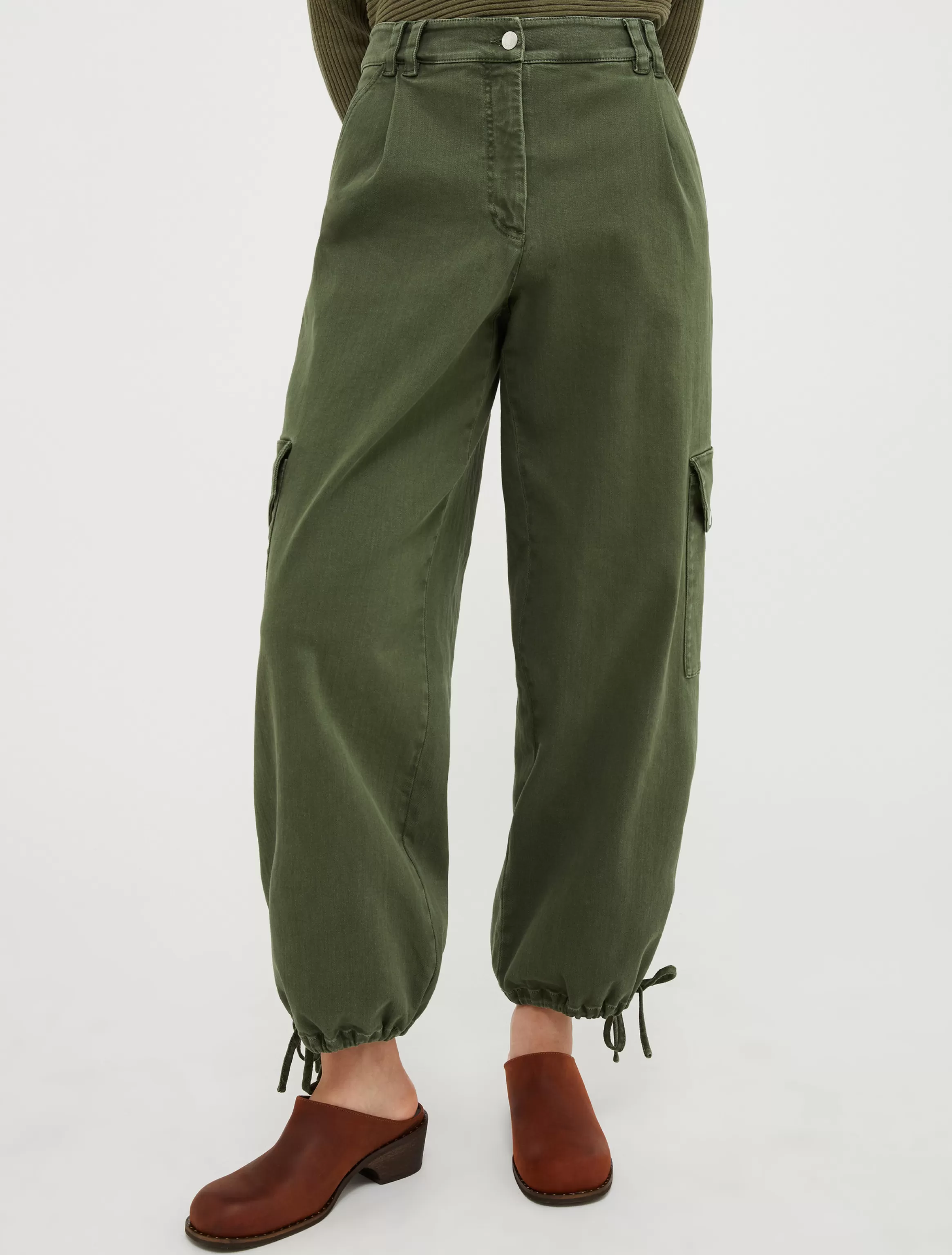 Stretch cotton drill drill cargo trousers*Max&Co Hot