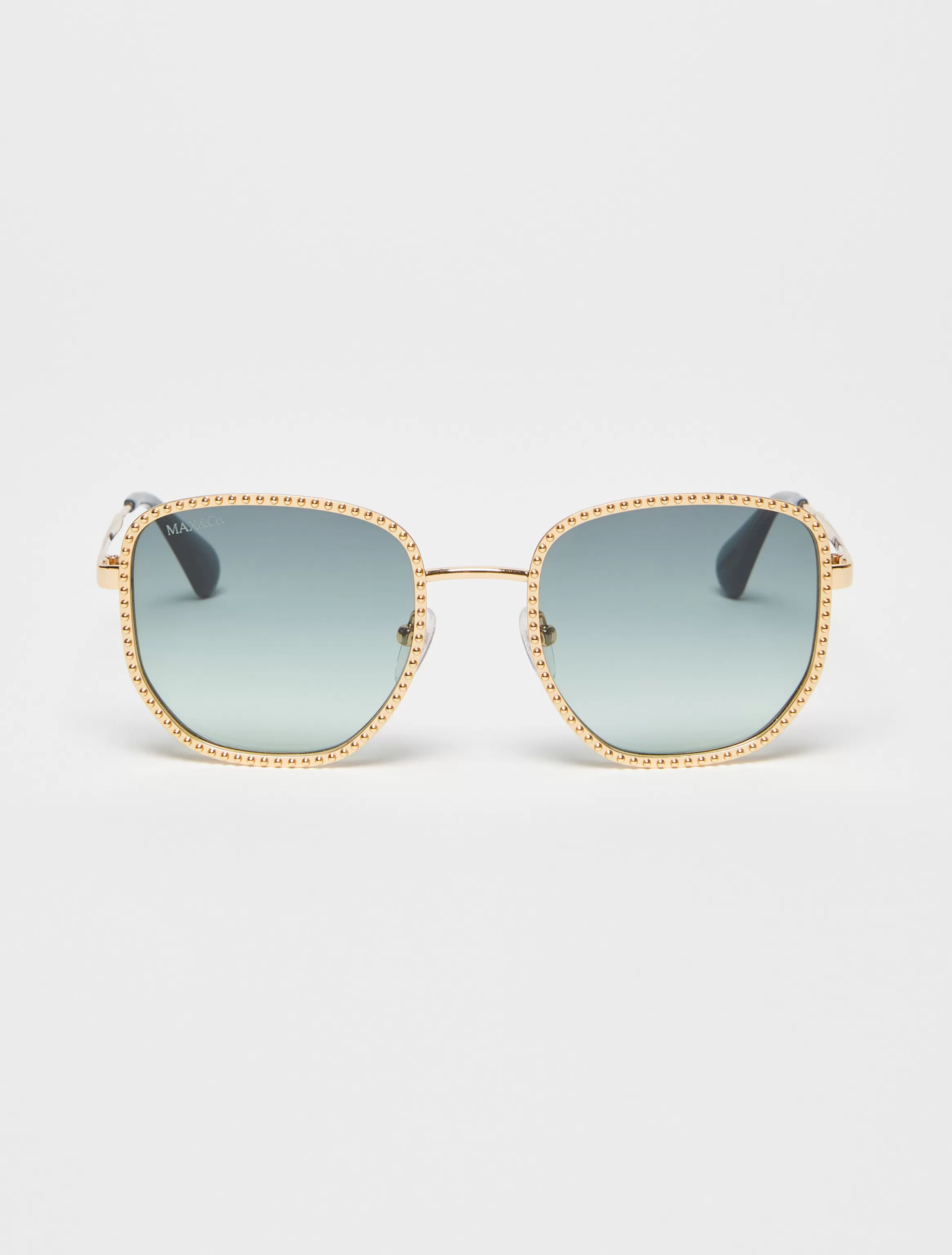 Studded metal square sunglasses*Max&Co Best Sale