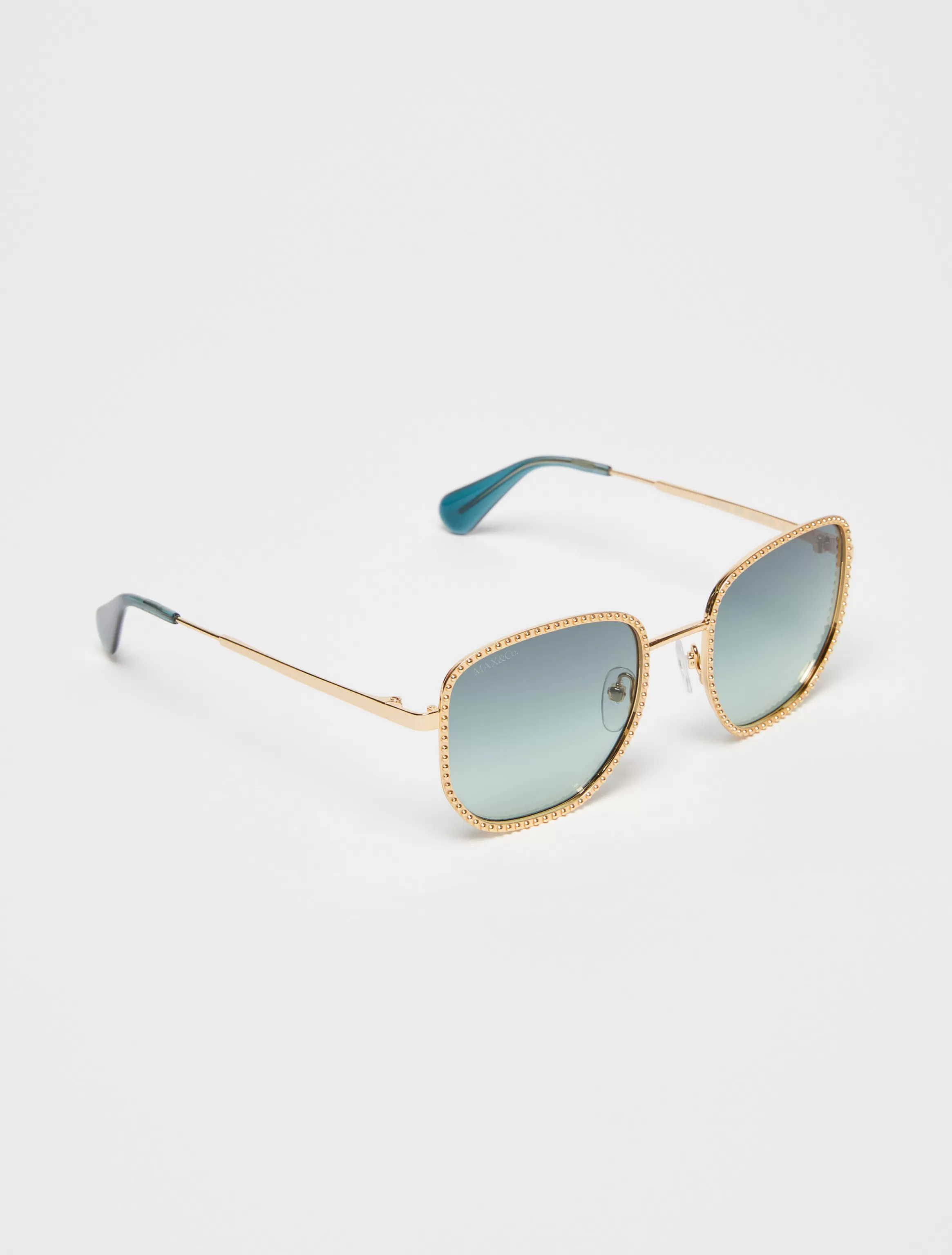 Studded metal square sunglasses*Max&Co Best Sale