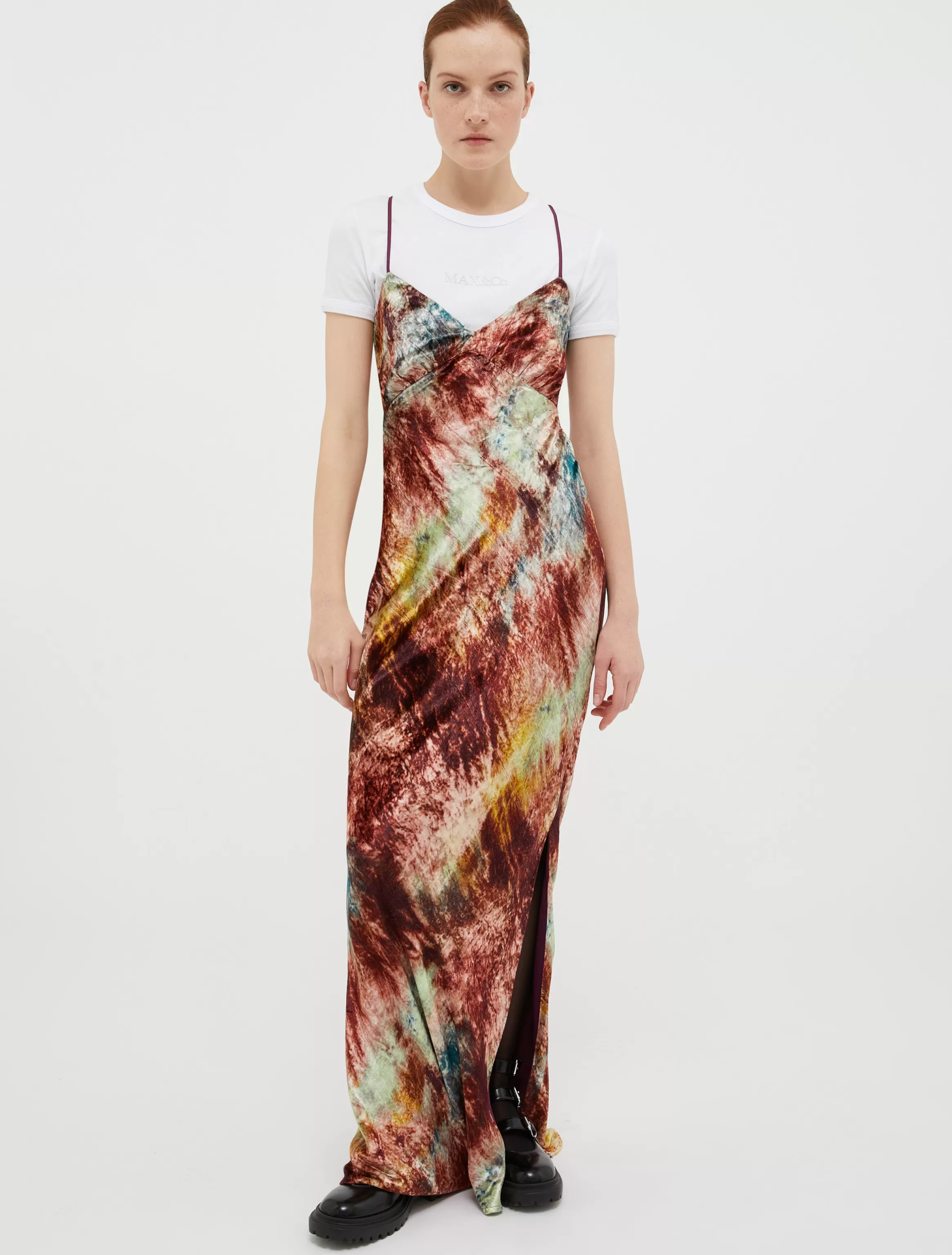 Tie-dye velvet maxi slip dress*Max&Co Best Sale