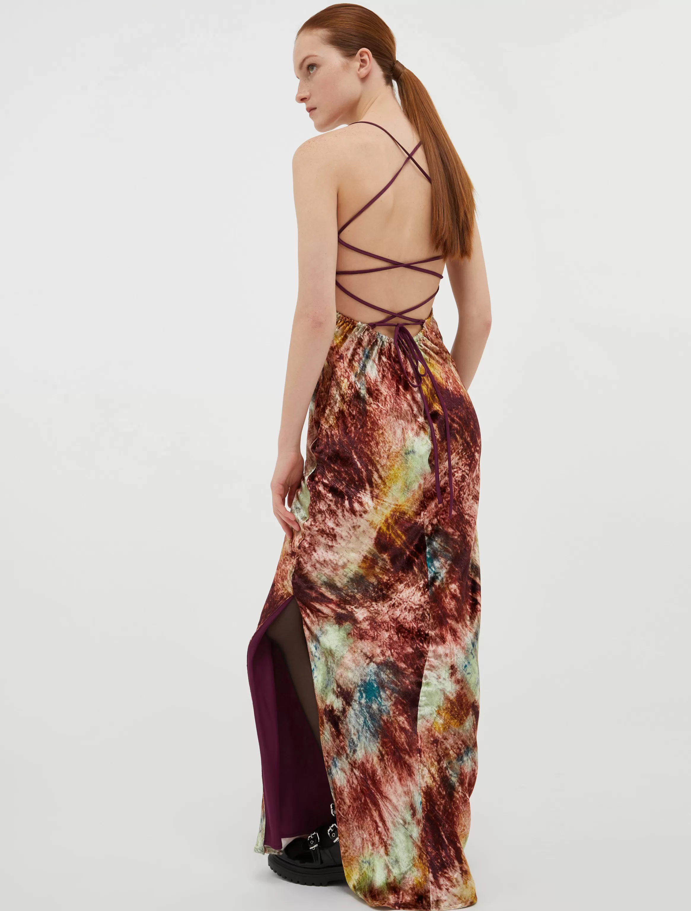 Tie-dye velvet maxi slip dress*Max&Co Best Sale