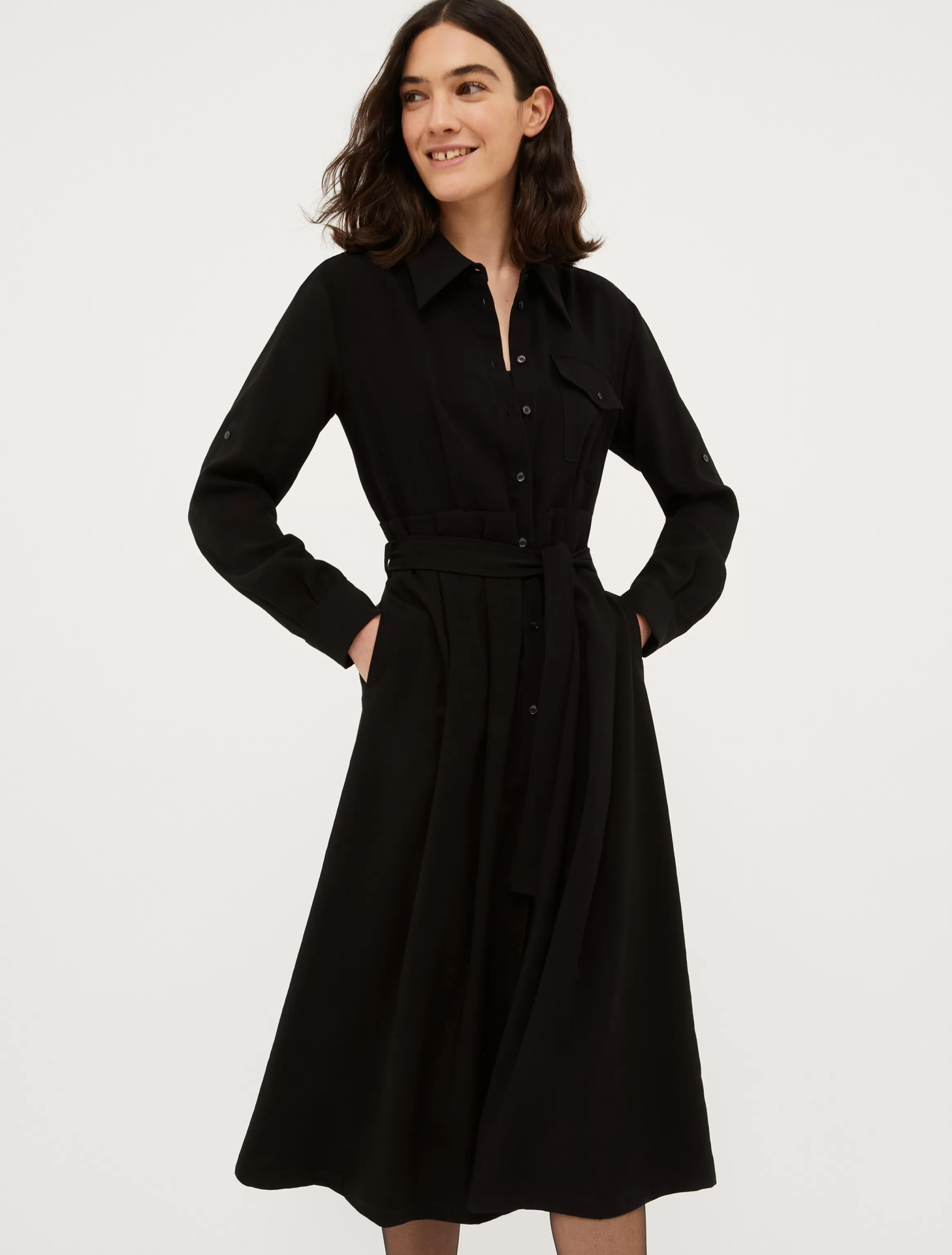 Twill midi shirt dress*Max&Co Cheap