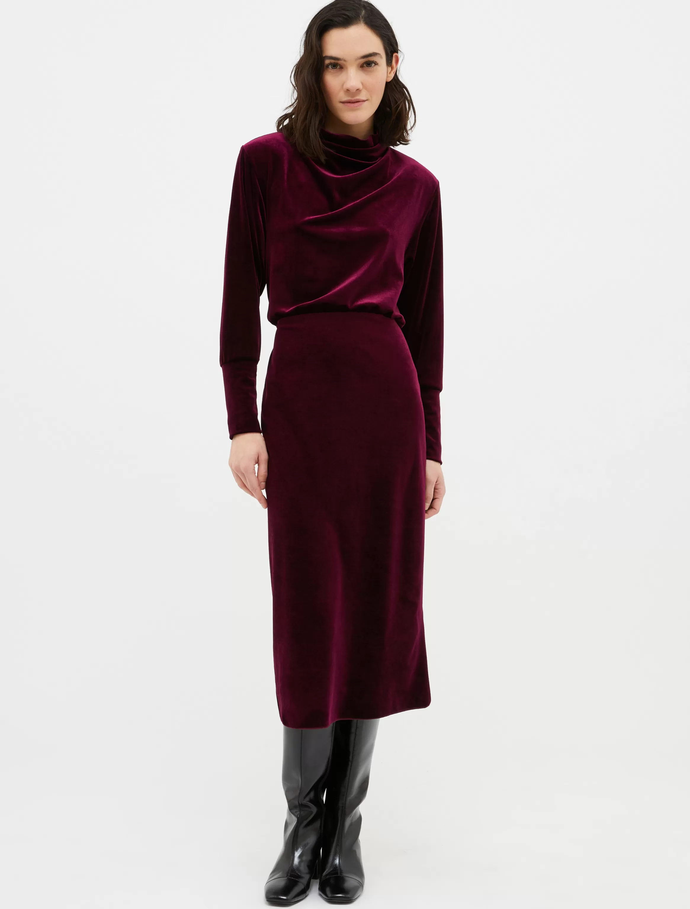 Velvet-jersey midi dress*Max&Co Cheap