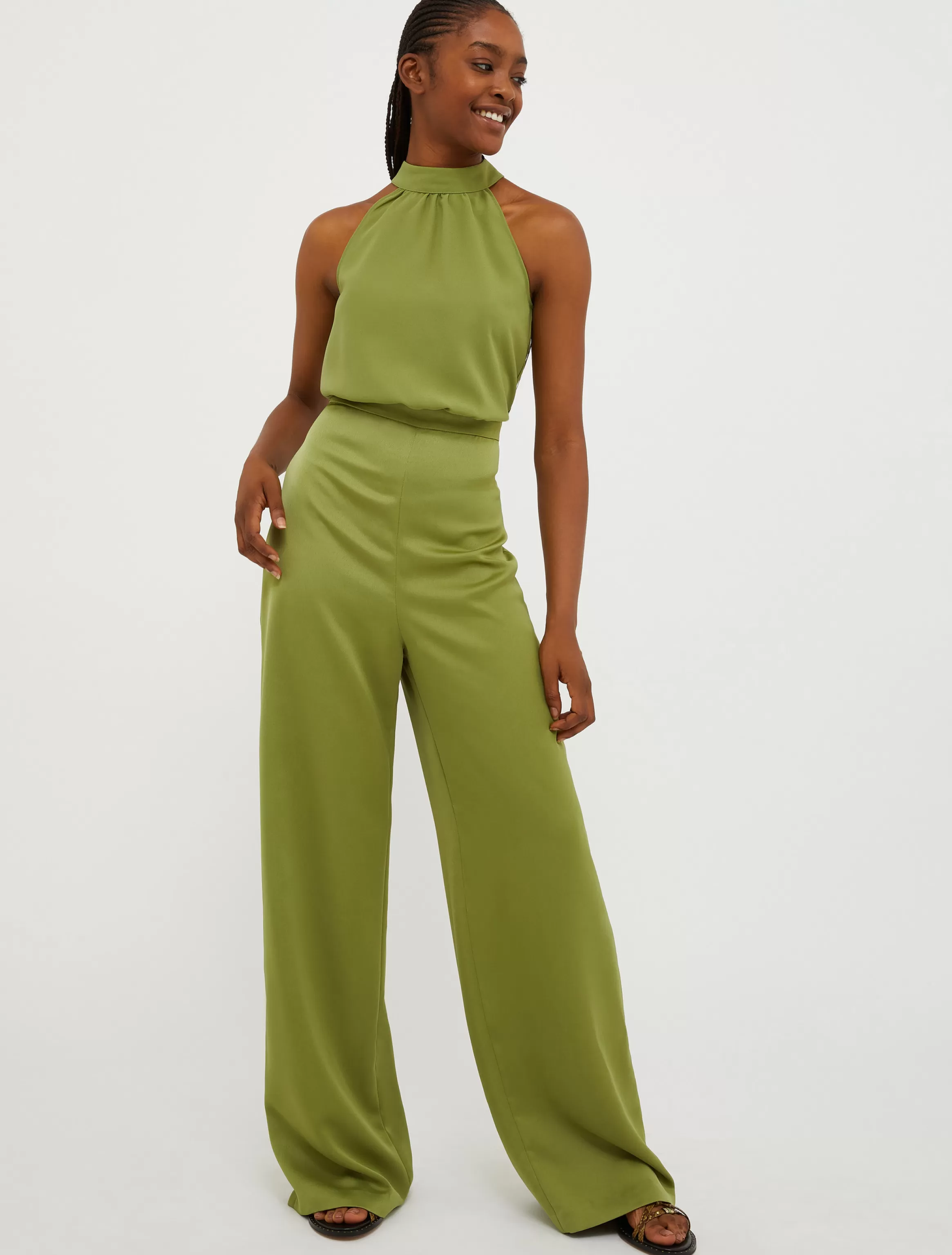 Wide-leg envers-satin jumpsuit*Max&Co Cheap