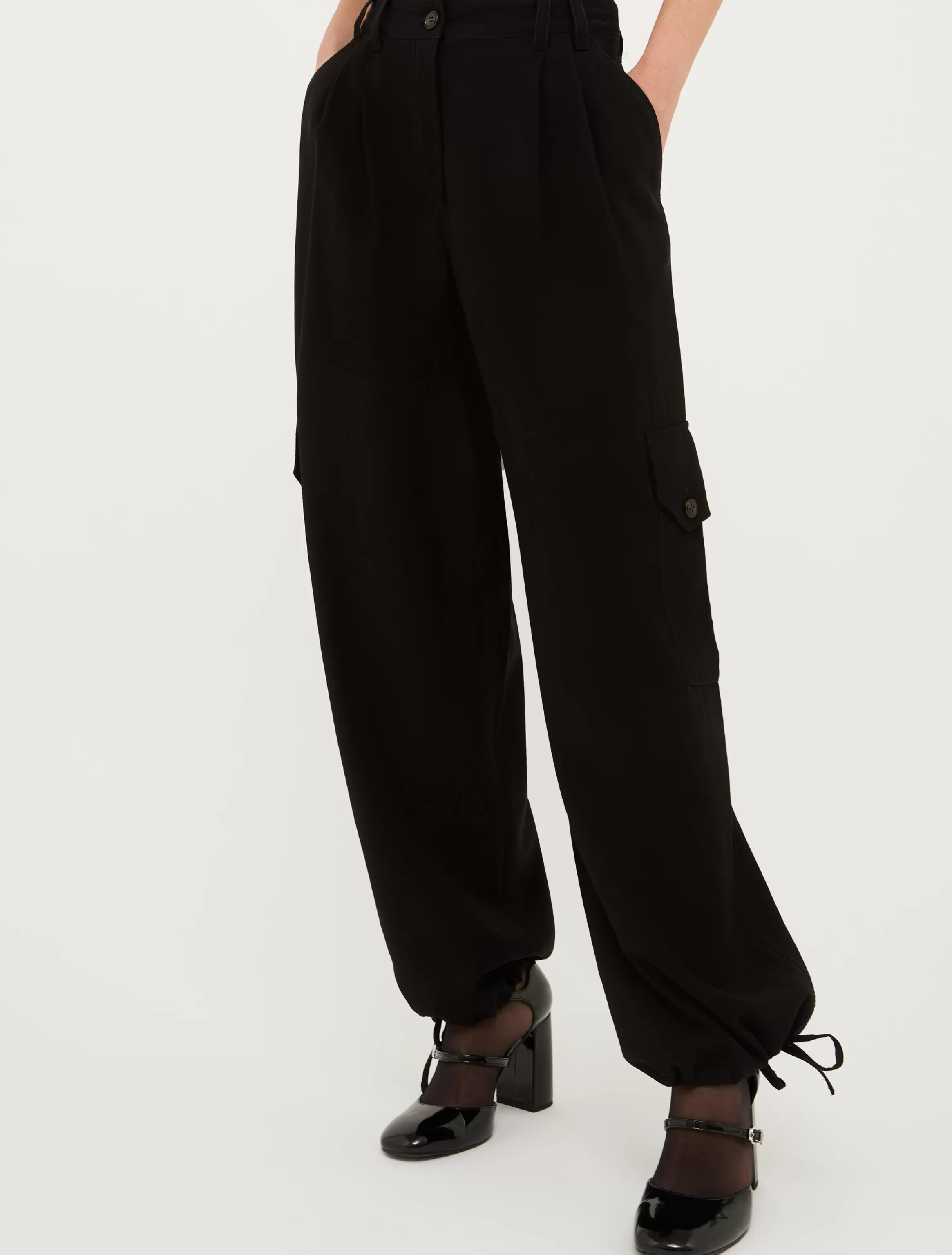 Wide-leg twill cargo trousers*Max&Co Clearance