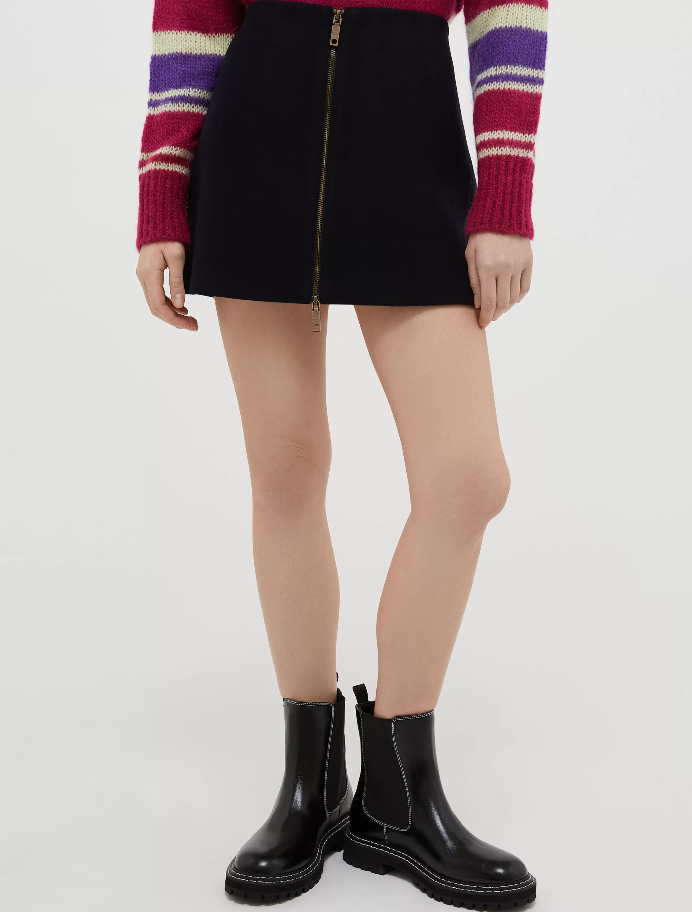 Wool-broadcloth mini skirt*Max&Co Store